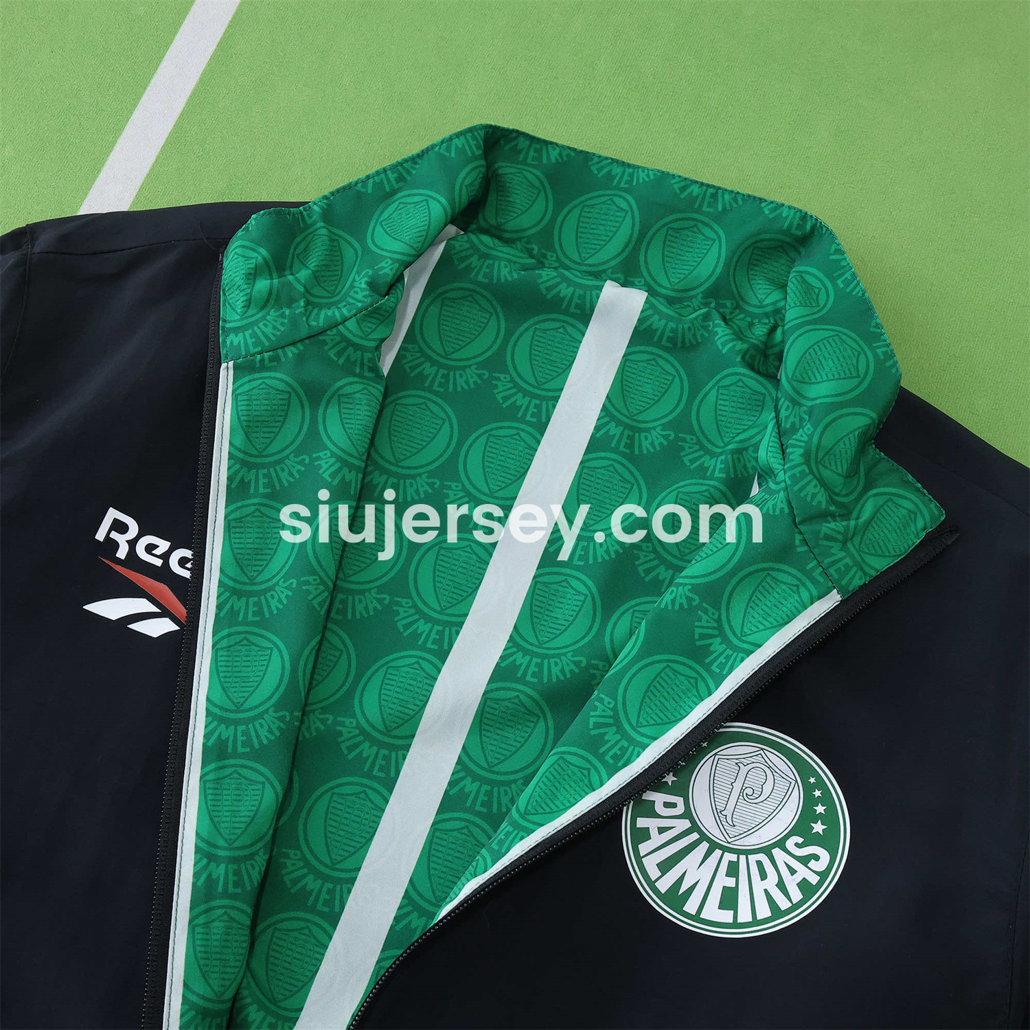 SIUjerseys-Palmeiras 25-26 Double Sided Reversible Windbreaker - Black & Green