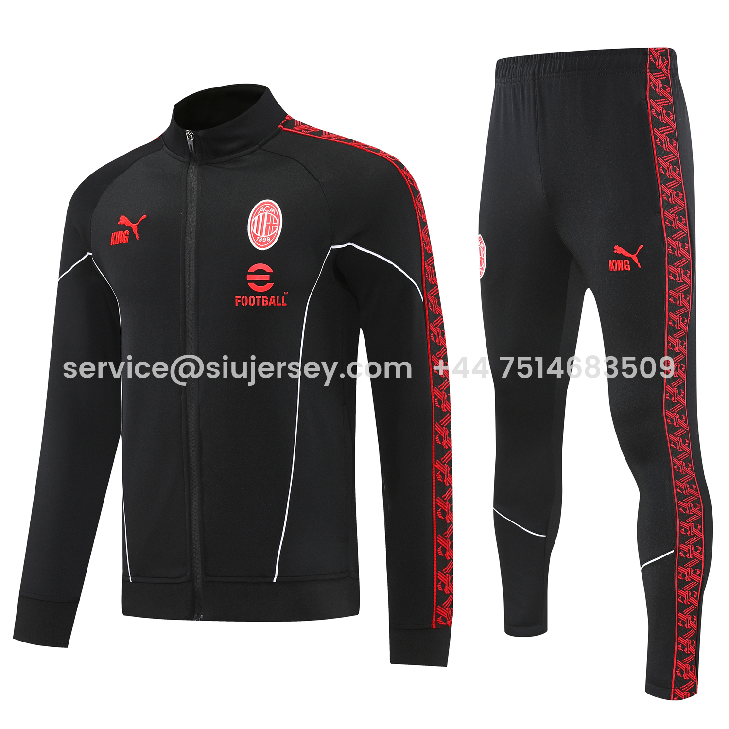 SIUjerseys-AC Milan 25-26 Jacket Training Tracksuit - Black top & Pants