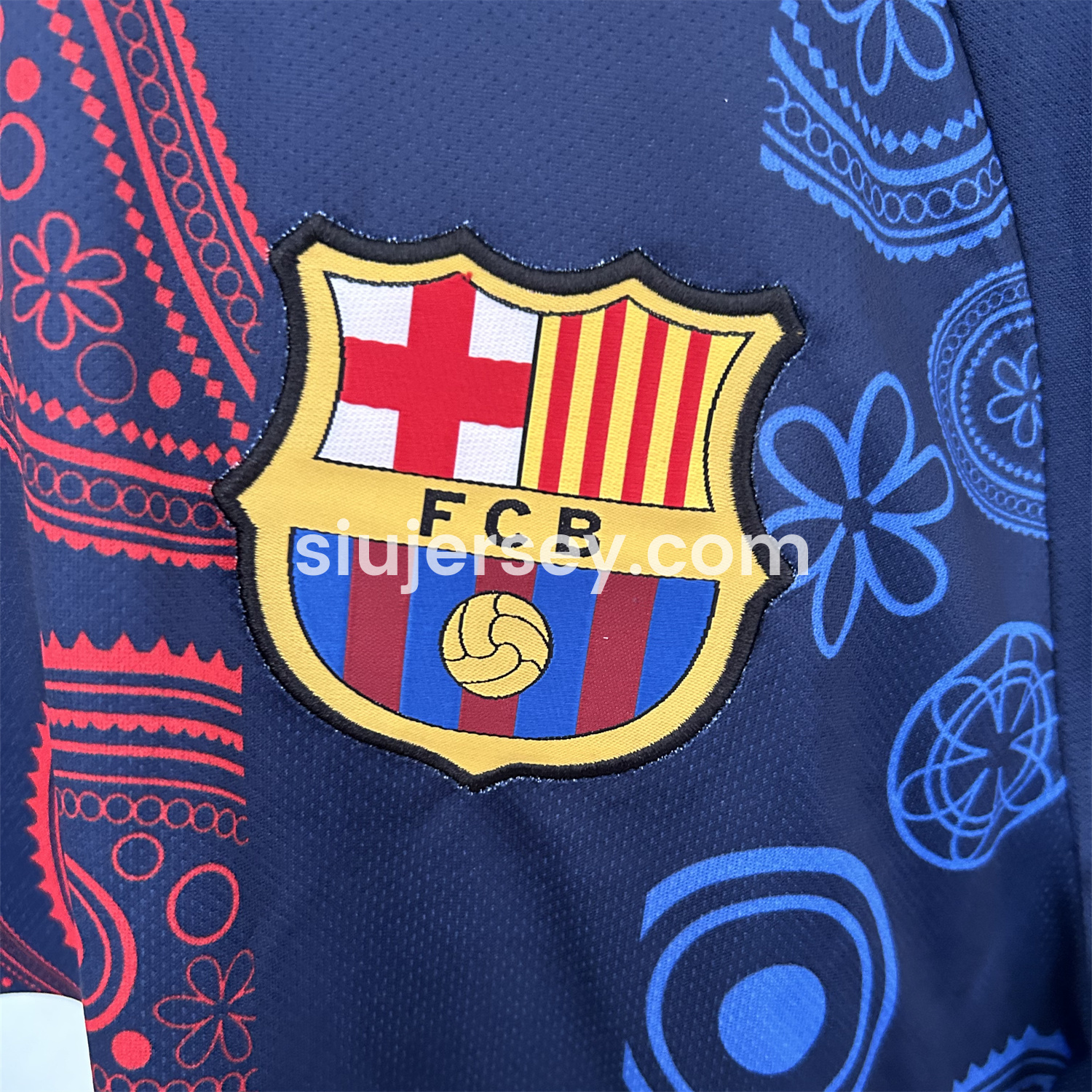 SIUjerseys-Barcelona 25-26 Paisley Patterns Blue Special Edition Jersey - Fans Version