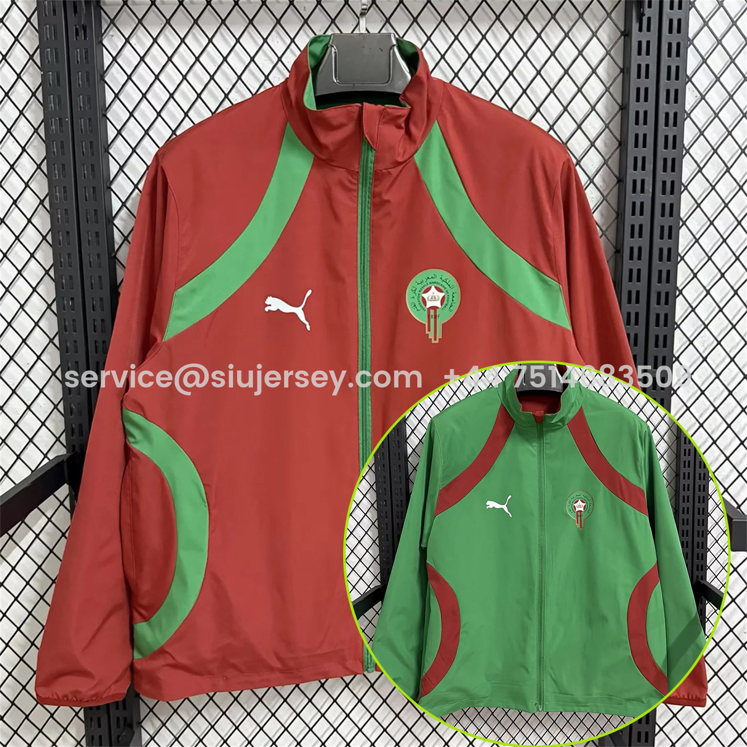 SIUjerseys-Morocco 2026 Pre-Match Double Sided Reversible Windbreaker - Red