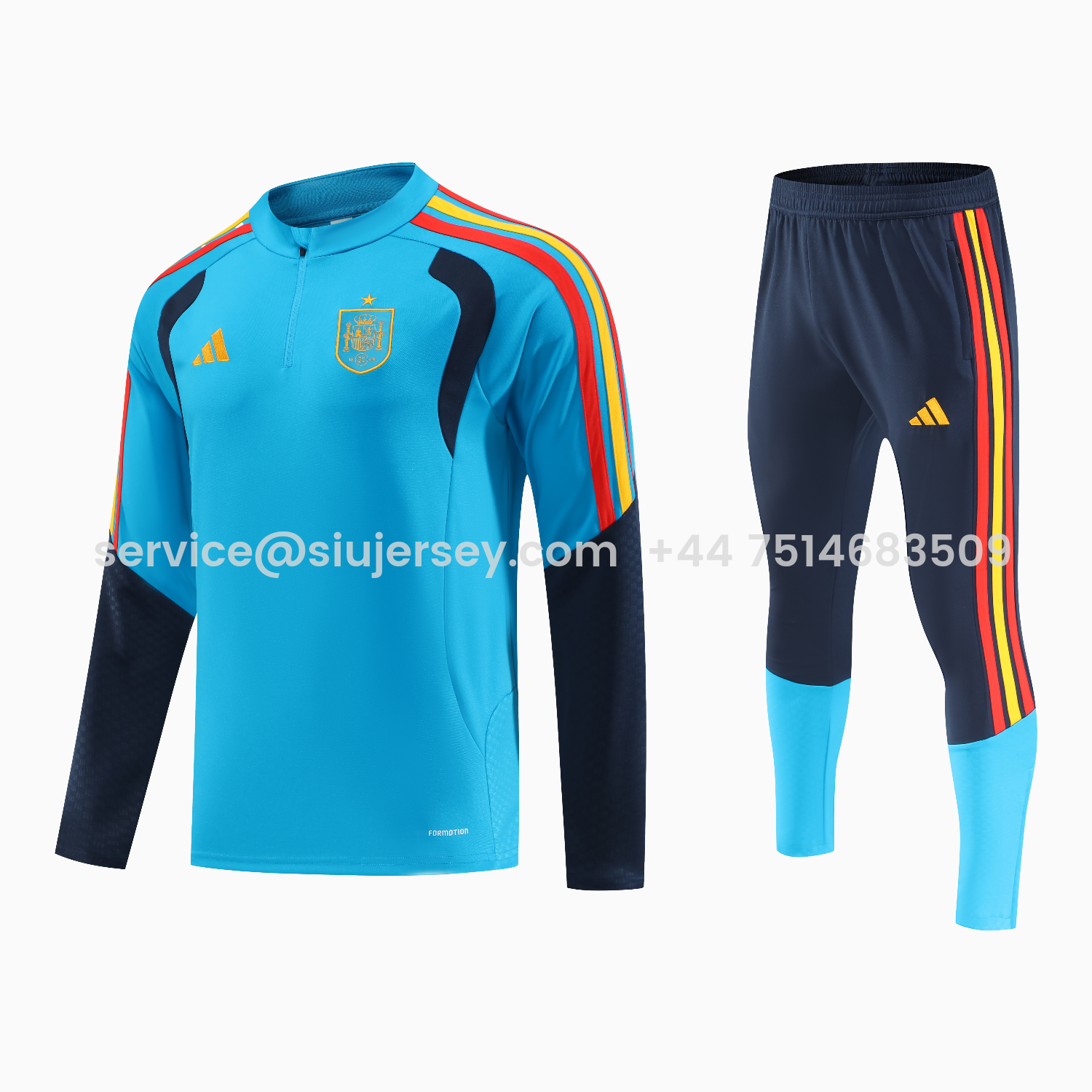 SIUjerseys-Spain 2026 Long Sleeve Training Set - Light Blue Top & Pants