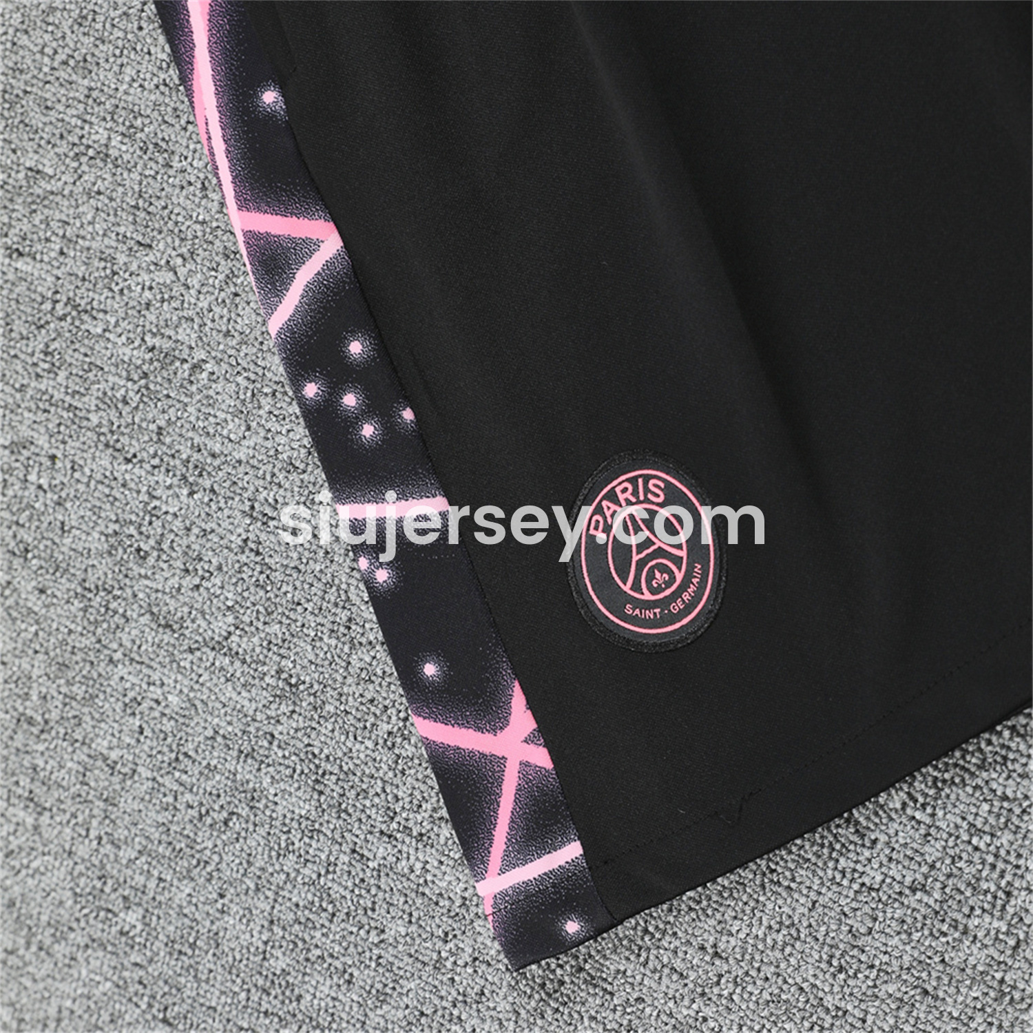 SIUjerseys-Paris Saint-Germain PSG 25-26 Vest Training Set - Pink Fluorescent Rays Black Vest & Black Shorts