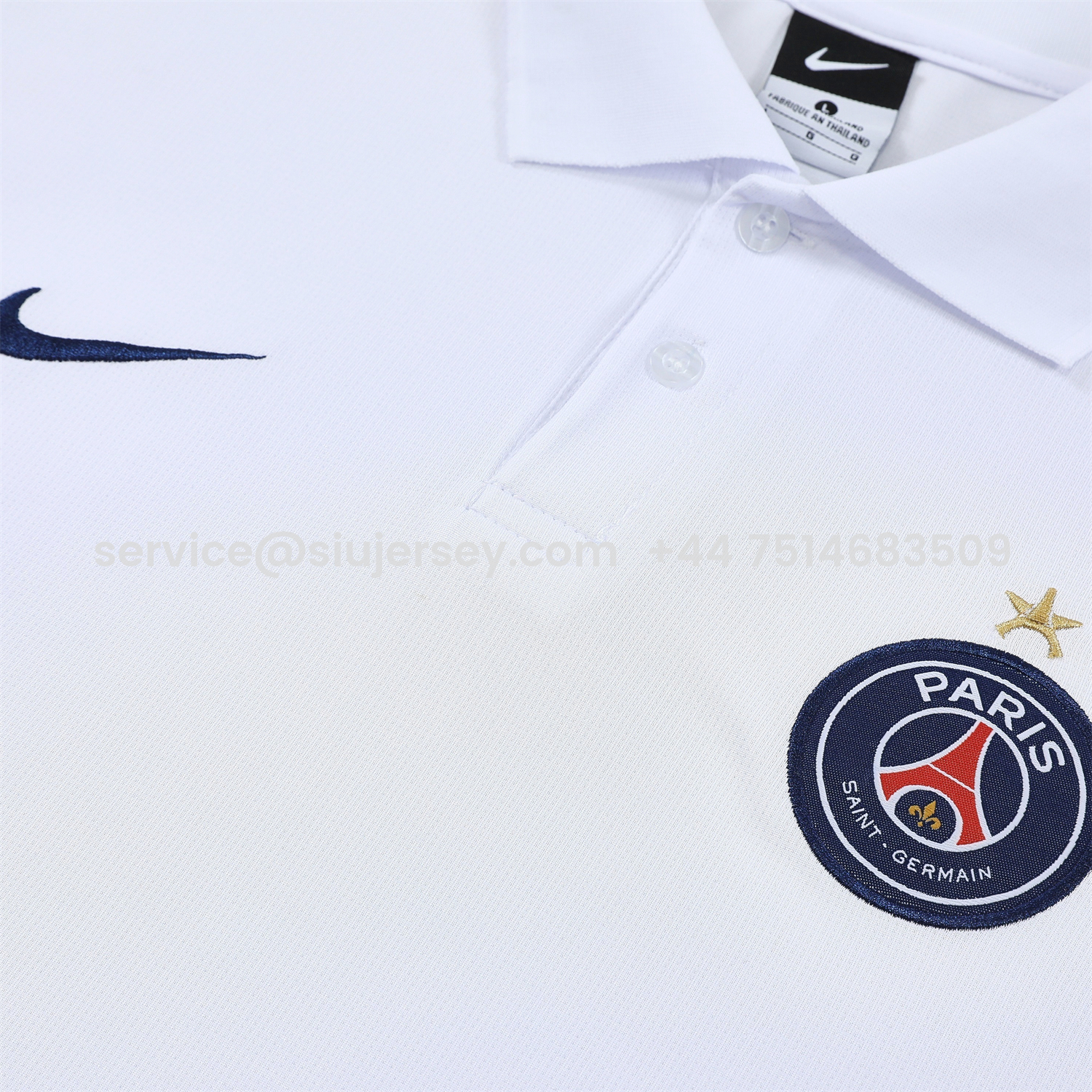 SIUjerseys-Paris Saint-Germain PSG 25-26 POLO Short-Sleeve Training Set - White Top and Dark Blue Pants
