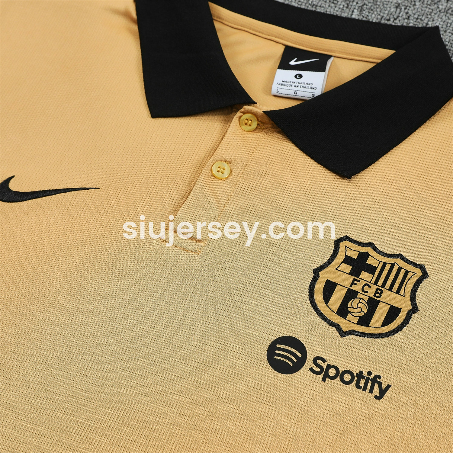 SIUjerseys-Barcelona 25-26 POLO Short-Sleeve Training Set - Light Brown Top and Black Pants