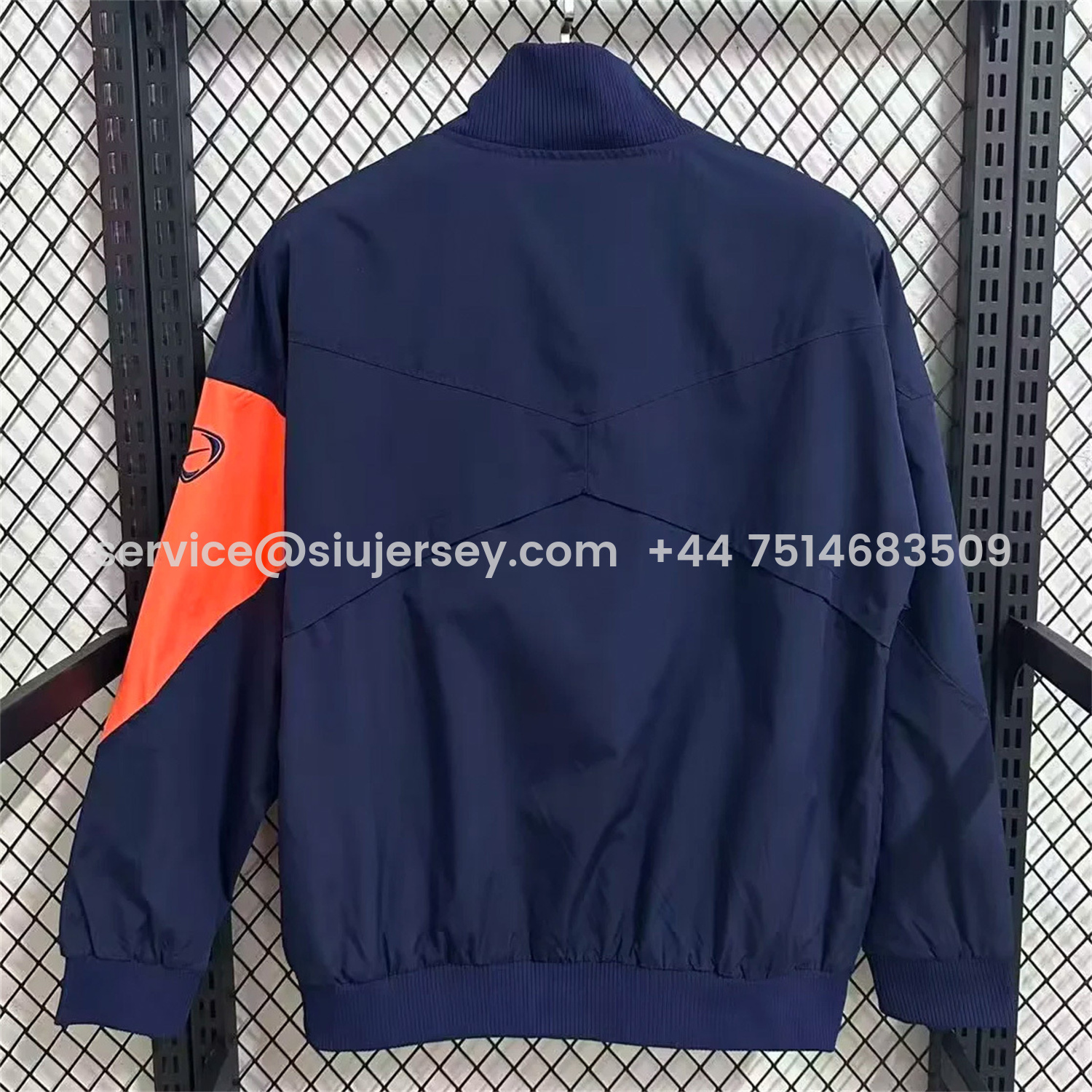 SIUjerseys-Barcelona 25-26 Windbreaker Jacket - Dark Blue And Orange