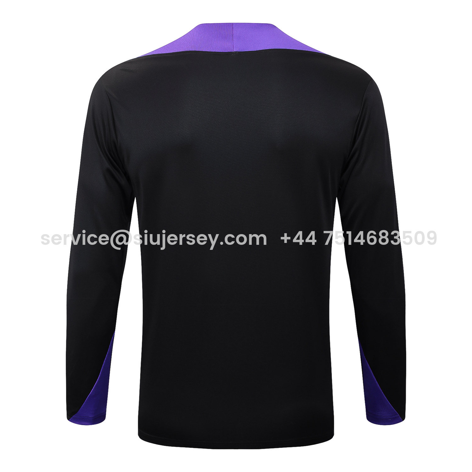 SIUjerseys-Barcelona X KB 25-26 Long Sleeve Training Set - Black Top with Purple Badge and Black Pants