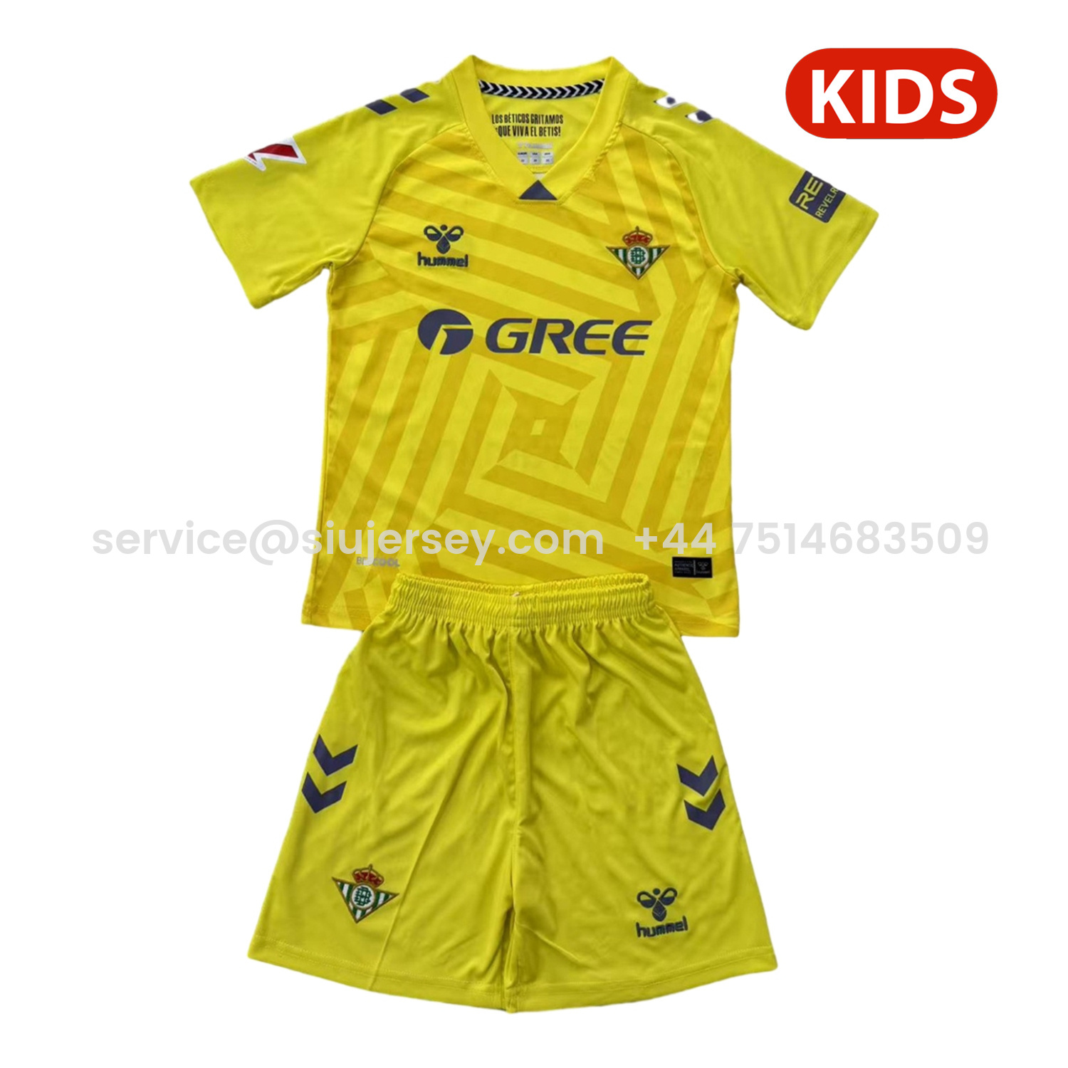 SIUjerseys-Real Betis 25-26 Yellow Goalkeeper Kids Kit