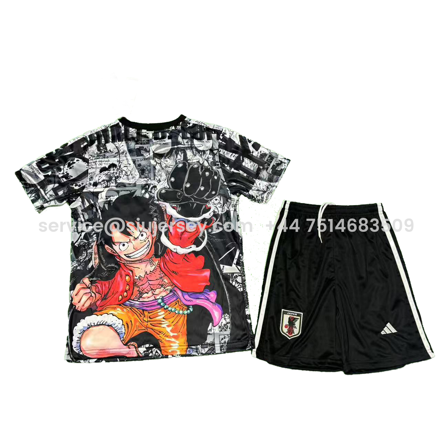 SIUjerseys-Japan 25-26 Luffy Flame Fist White And Black Special Kids Kit