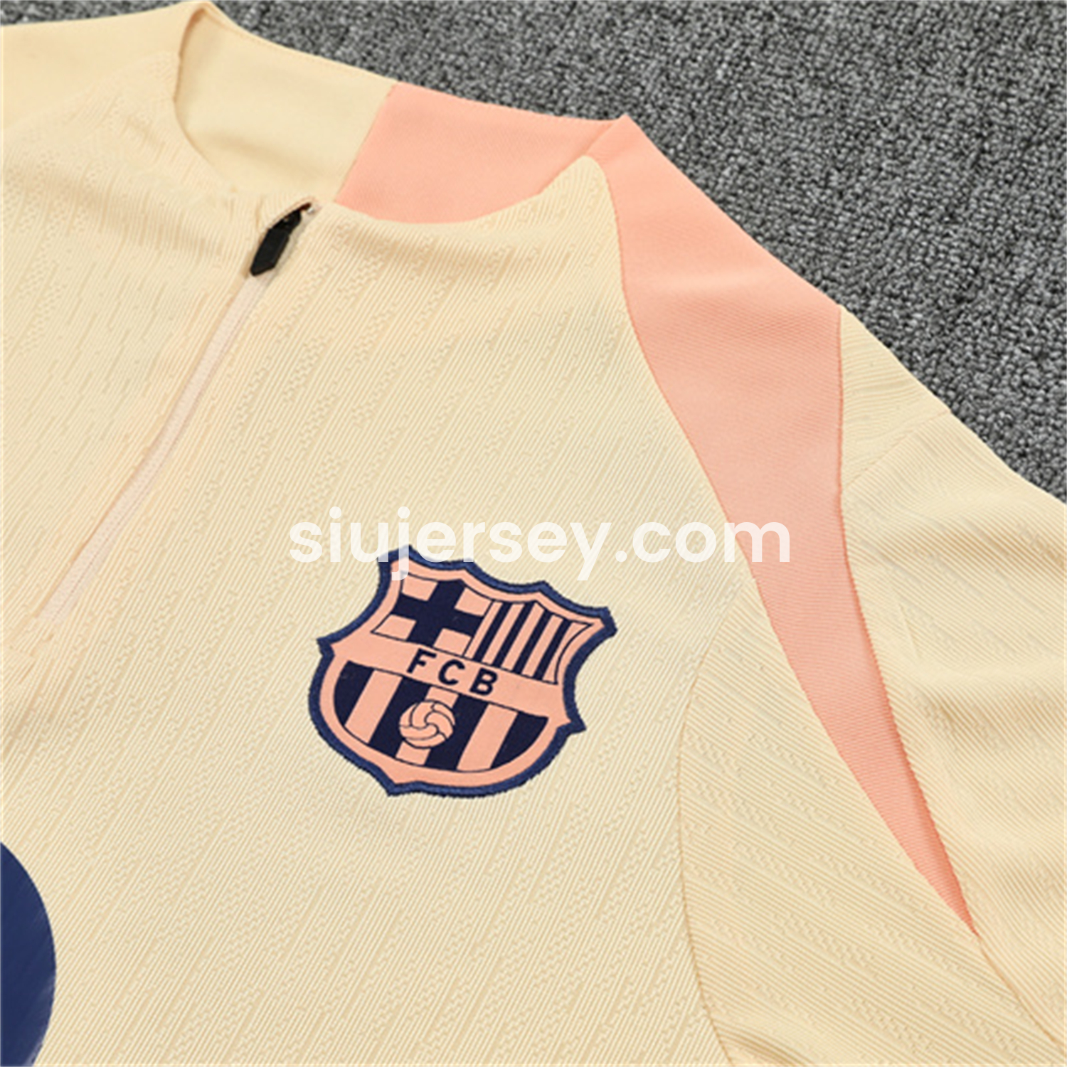 SIUjerseys-Barcelona 25-26 Long Sleeve Training Set - Player Version - Light Yellow Top and Blue Pants