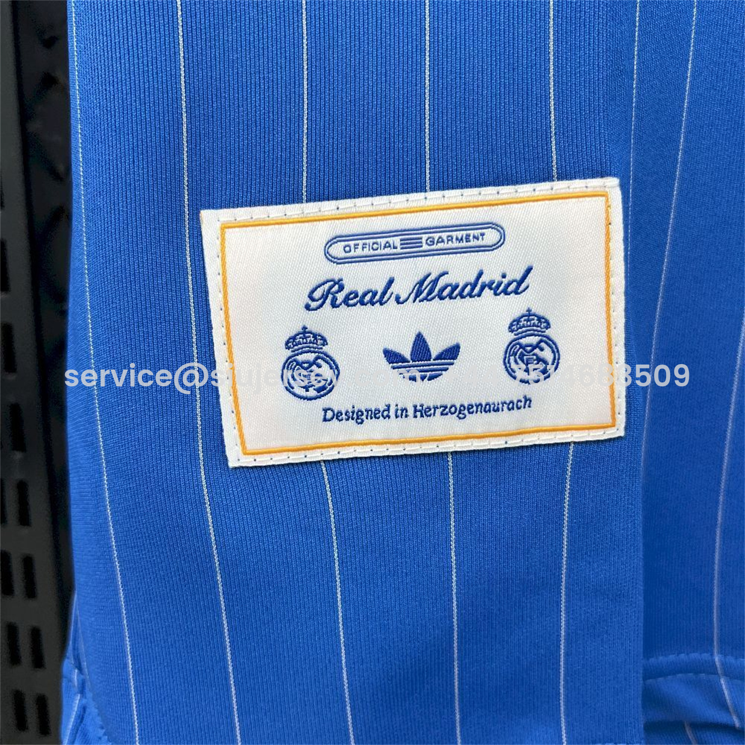 SIUjerseys-Real Madrid 25-26 Trefoil White Lines Blue Travel Jersey - Fans Version