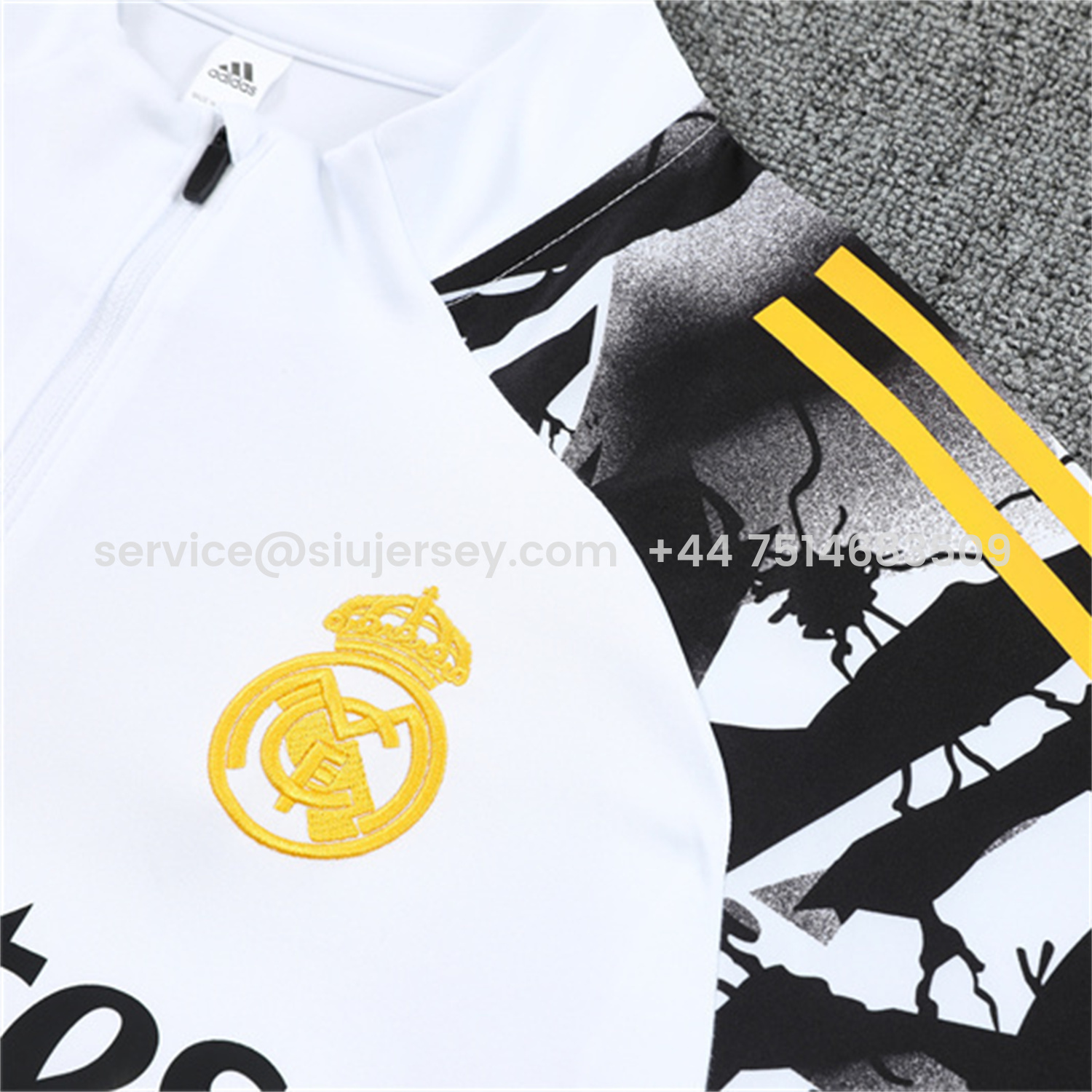 SIUjerseys-Real Madrid 25-26 Long Sleeve Training Set - White Top & Black Pants