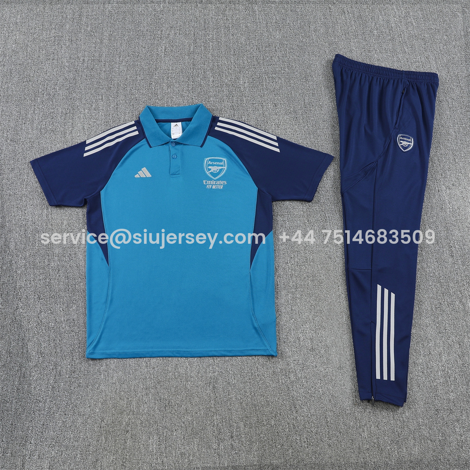 SIUjerseys-Arsenal 25-26 POLO Short-Sleeve Training Set - Royal Blue Top and Deep Blue Pants