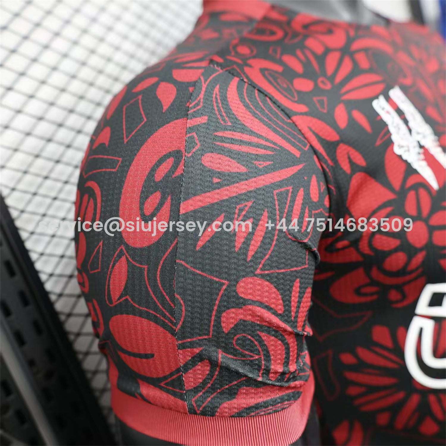 SIUjerseys-Club Deportivo Palestino Palestine 25-26 Red Flowers Black Jersey - Player Version