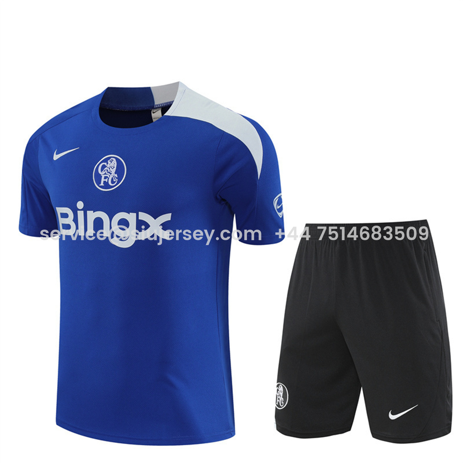SIUjerseys-C.H.E.L.S.E.A 25-26 Short-Sleeve Training Set - Blue Top & Black Shorts