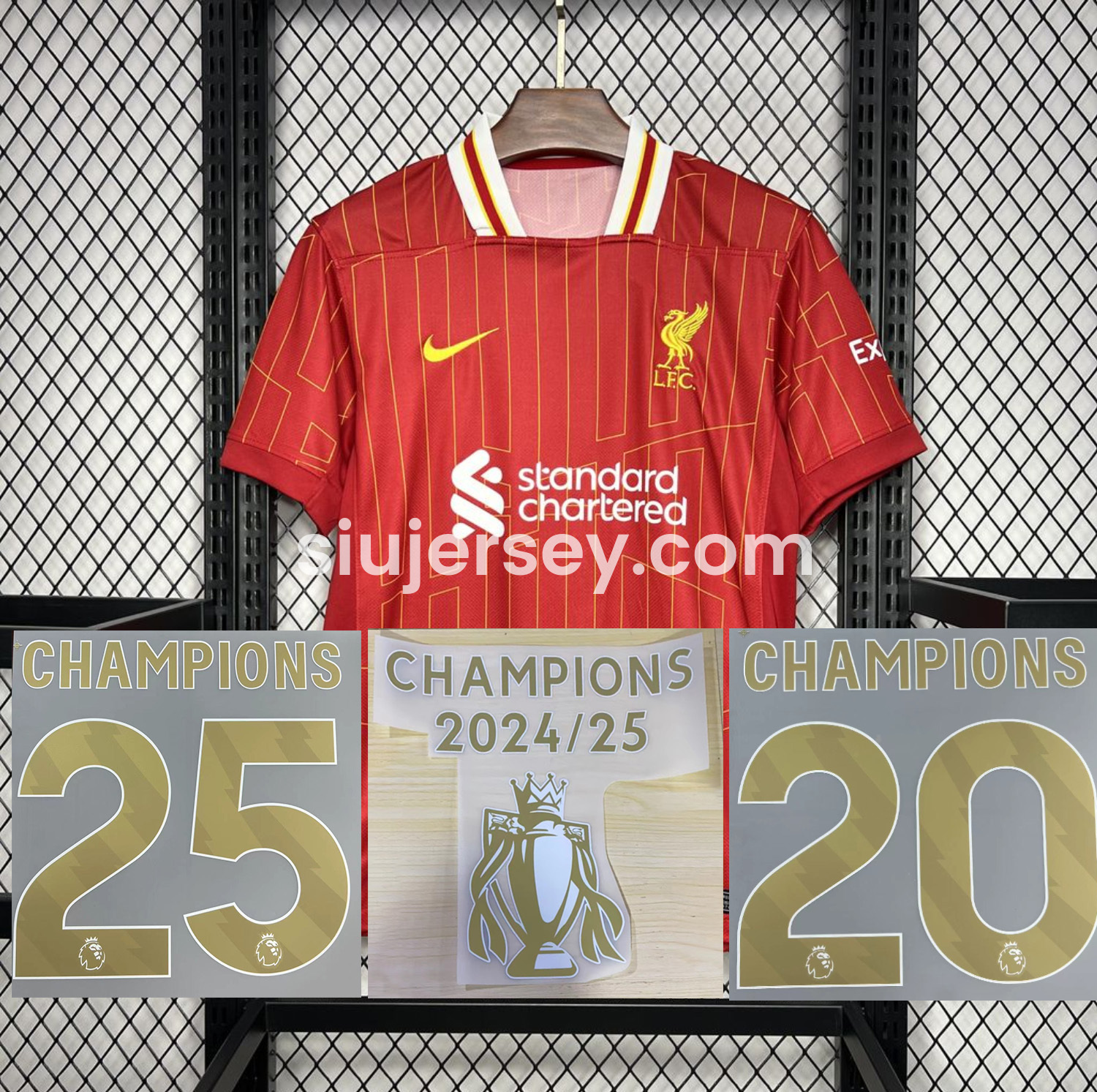 SIUjerseys-Liver.pool 24-25 Home Jersey with Golden Champions Patch - Fans Version