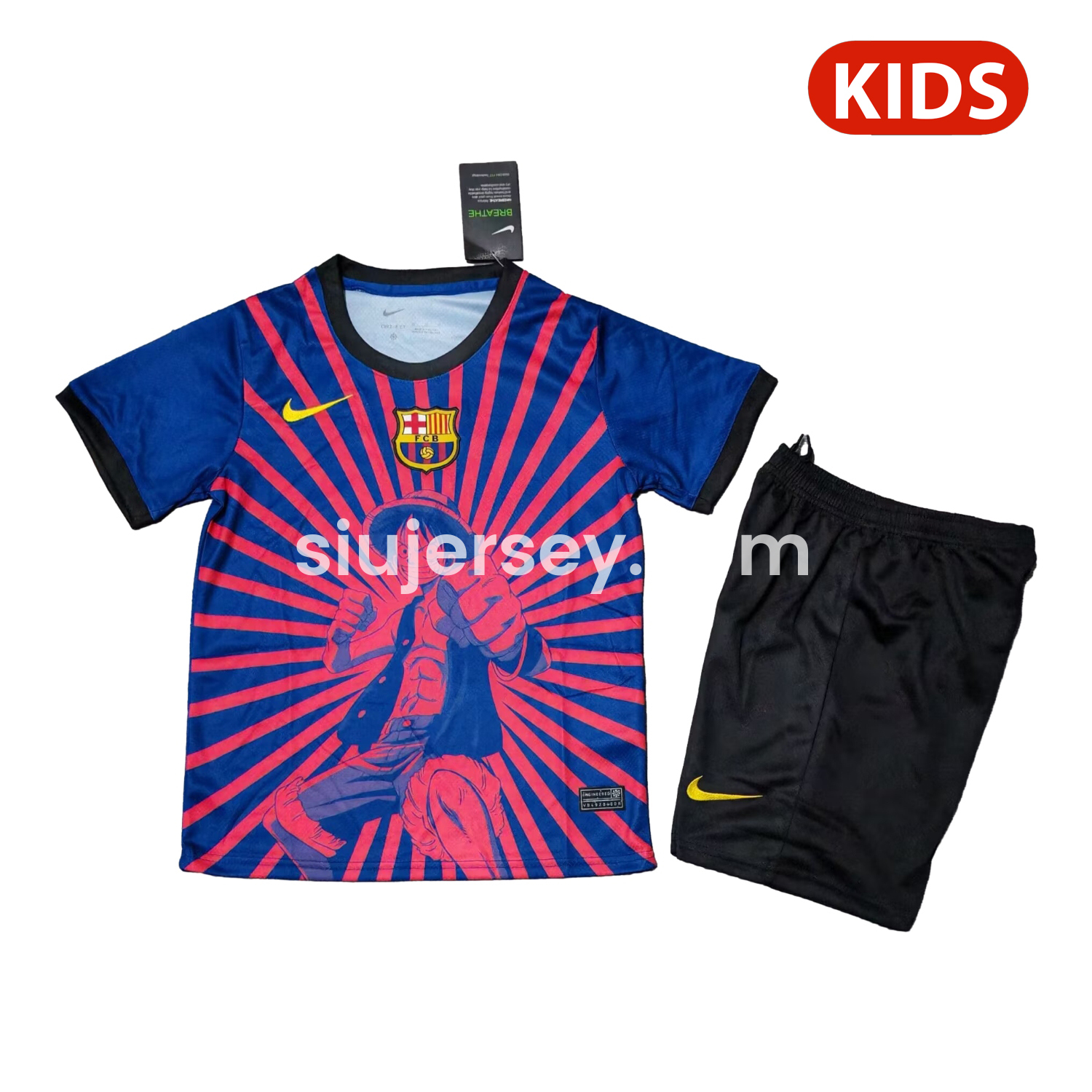 SIUjerseys-Barcelona 25-26 One Piece Red Silhouette Special Blue Kids Kit