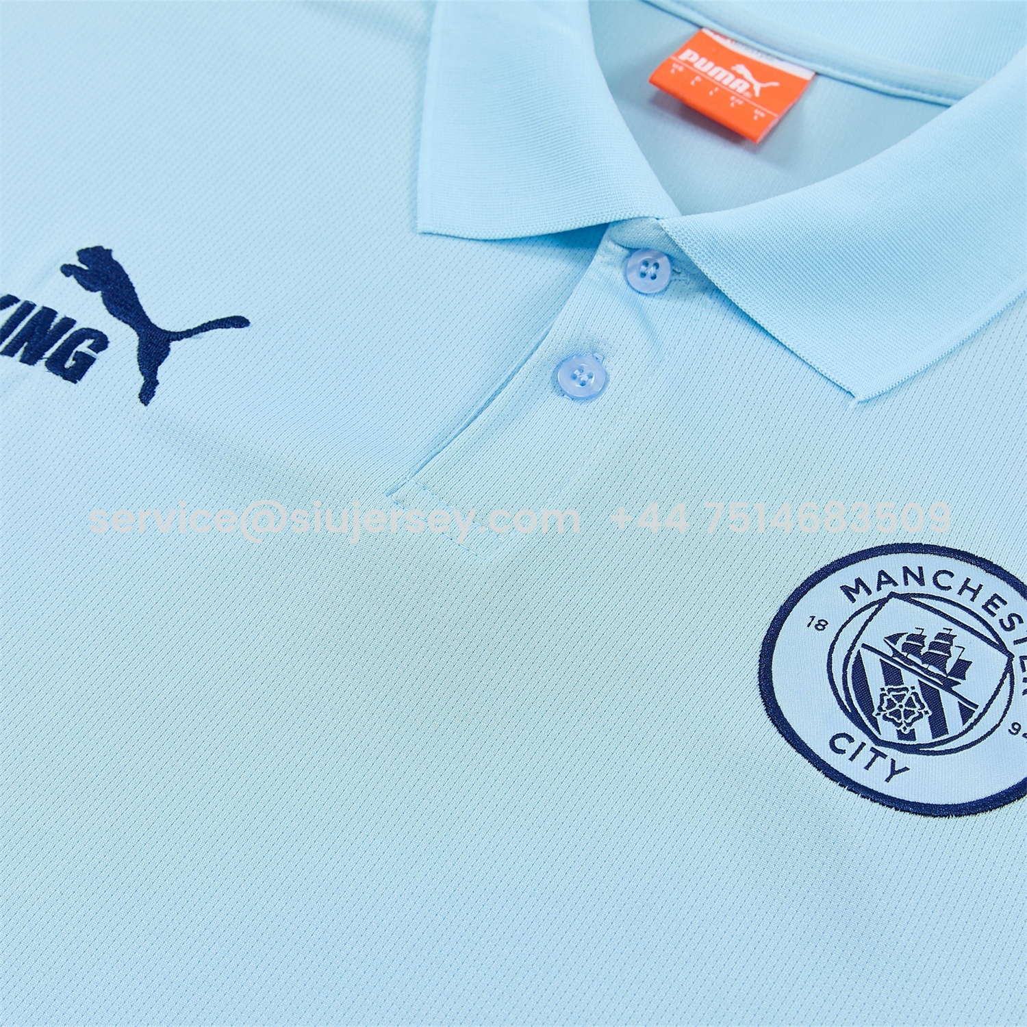 SIUjerseys-Manchester City 25-26 POLO Short-Sleeve Training Set - Light Blue Top and Dark Blue Pants