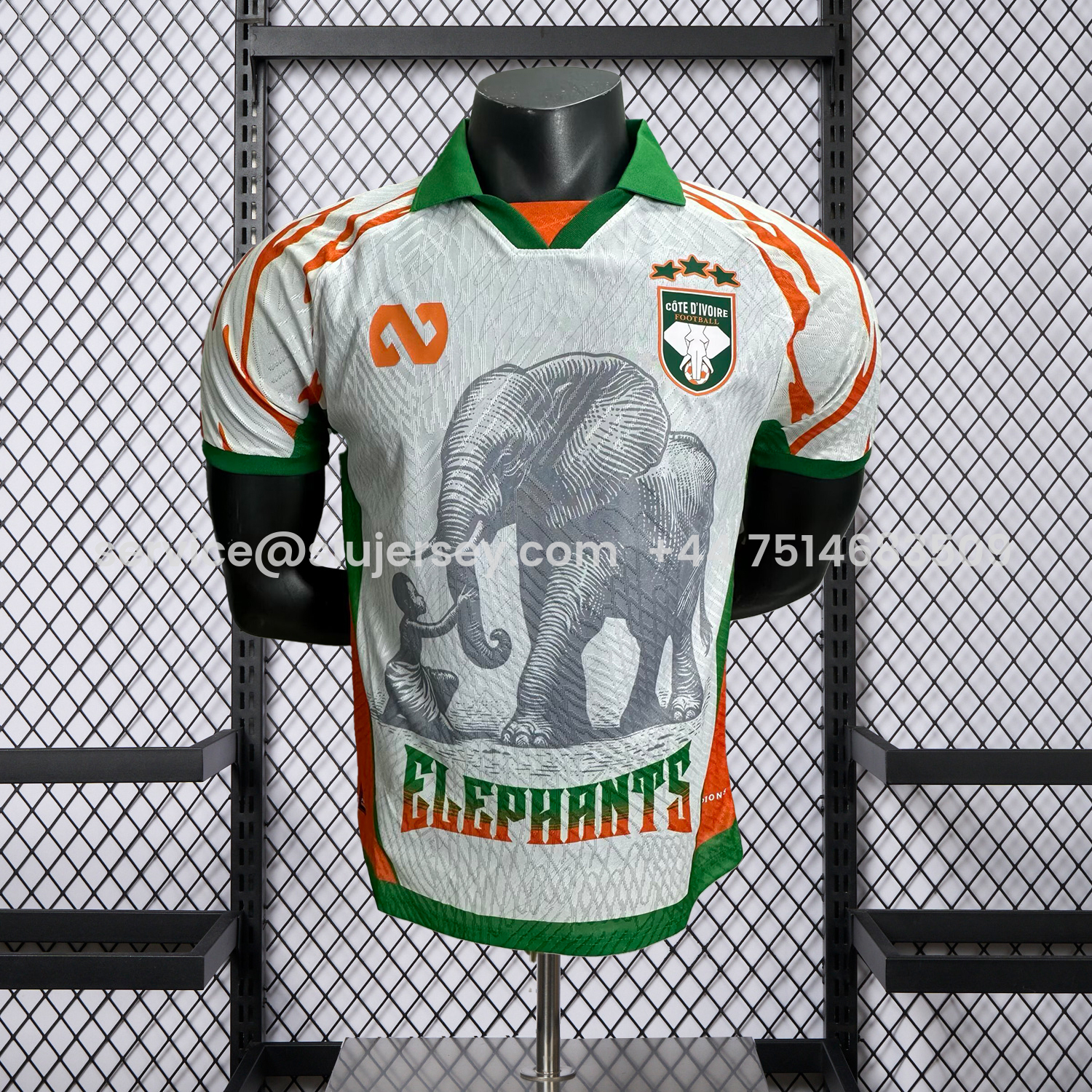 SIUjerseys-Ivory Coast 25-26 Elephant And Kid White Jersey - Player Version