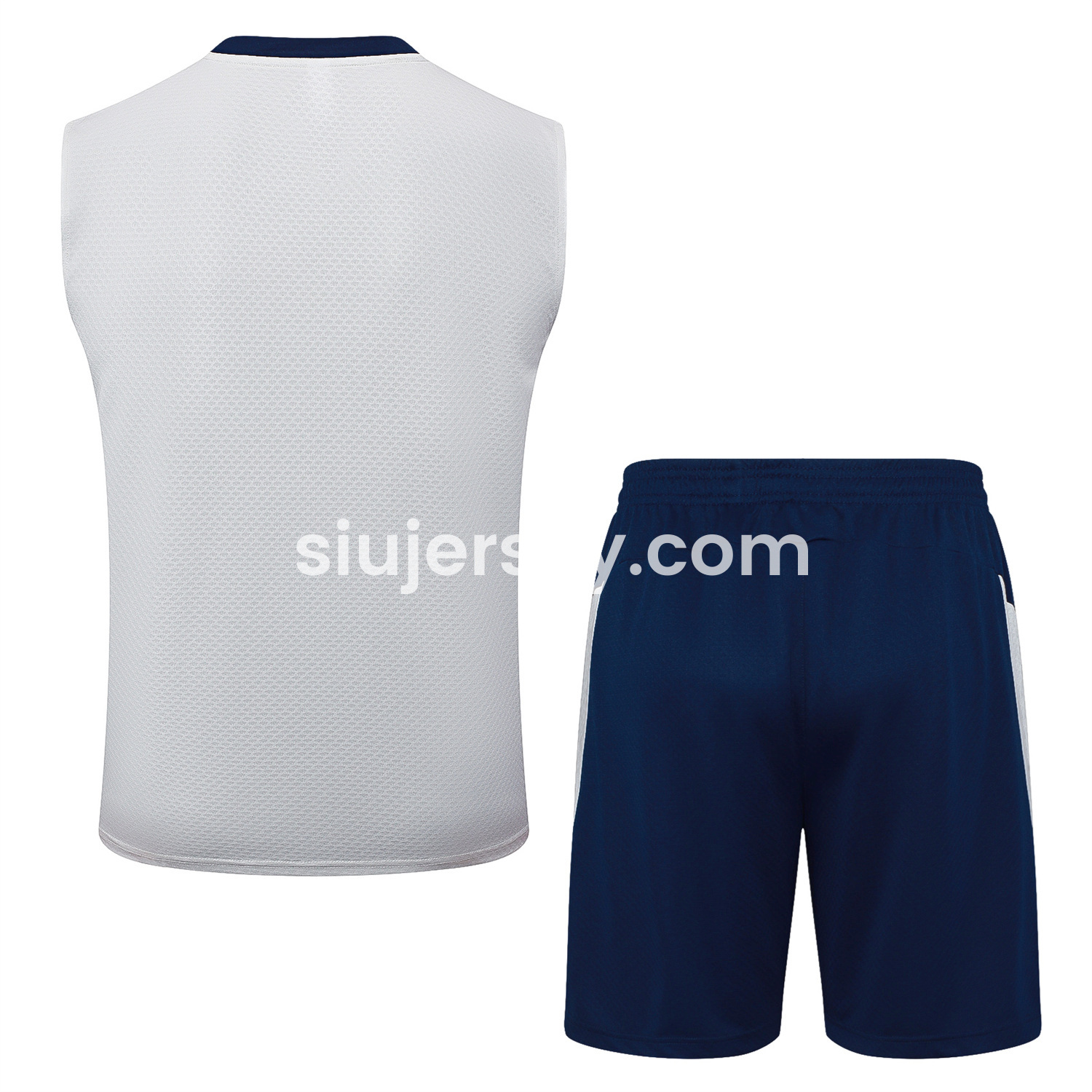 SIUjerseys-Portugal 25-26 Vest Training Set - Off White Top and Deep Blue Shorts