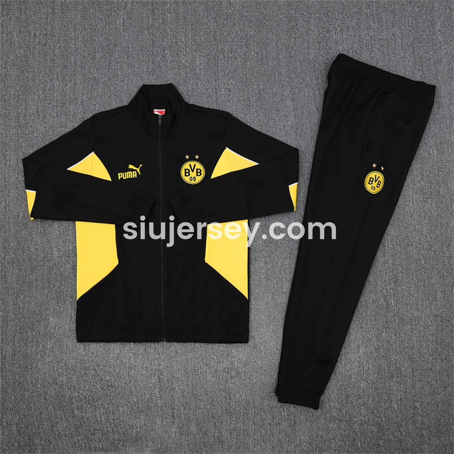SIUjerseys-Dortmund 25-26 Jacket Training Tracksuit - Black top & Black Pants