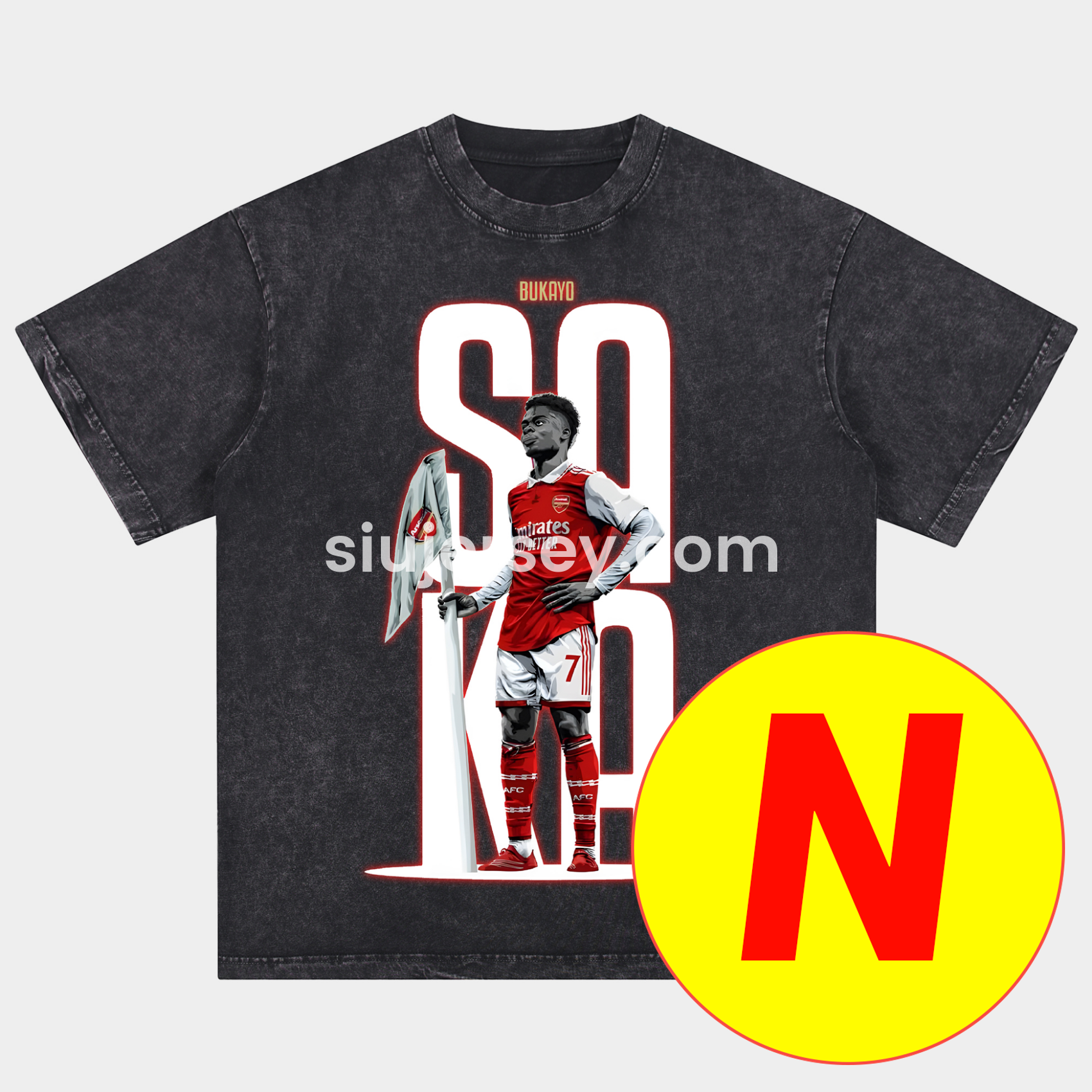 SIUjerseys-Arsenal Henry Wenger Saka Gunners Oversized Washed T-Shirt