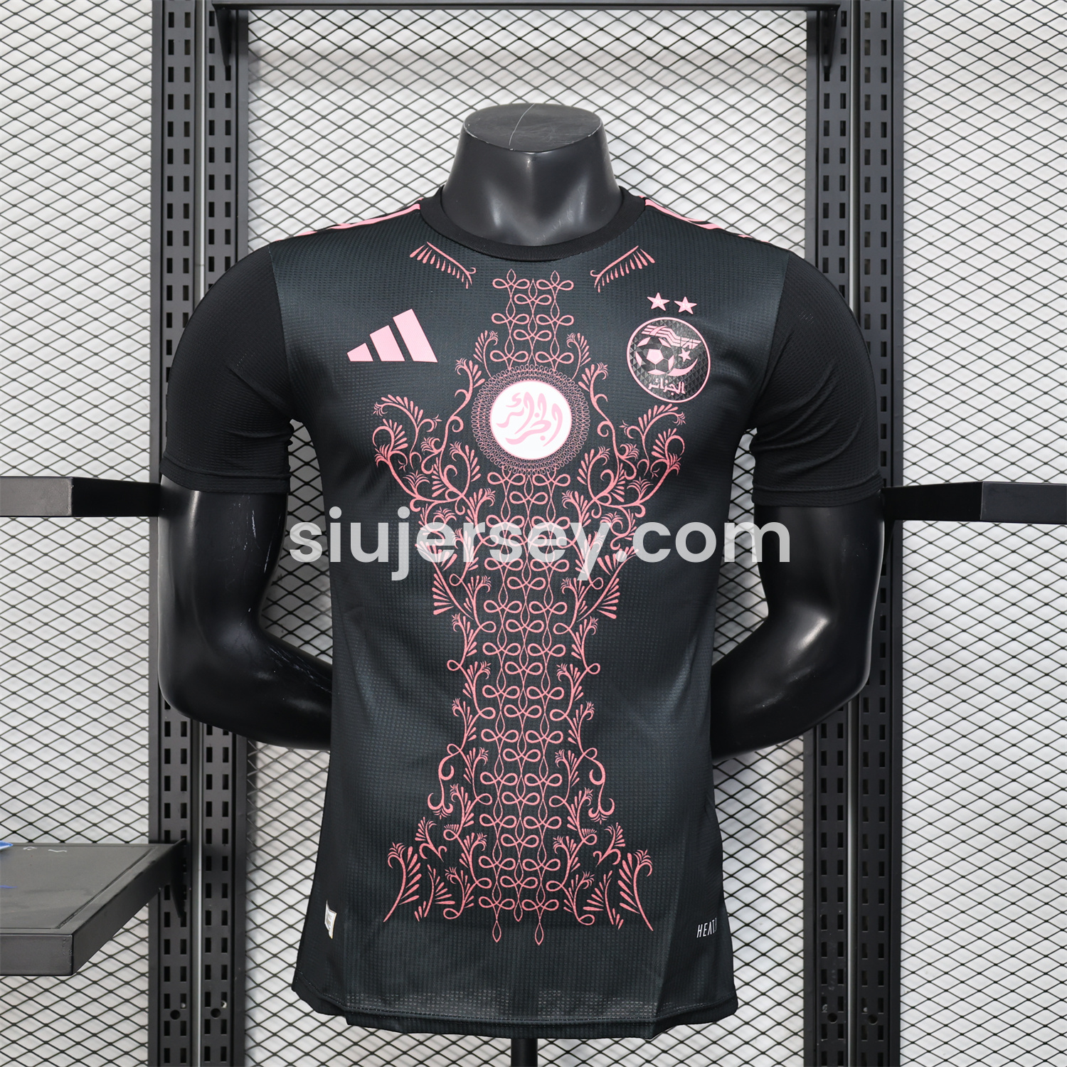 SIUjerseys-Algeria 25-26 Pure Black Jersey with Pink Pattern - Player Version