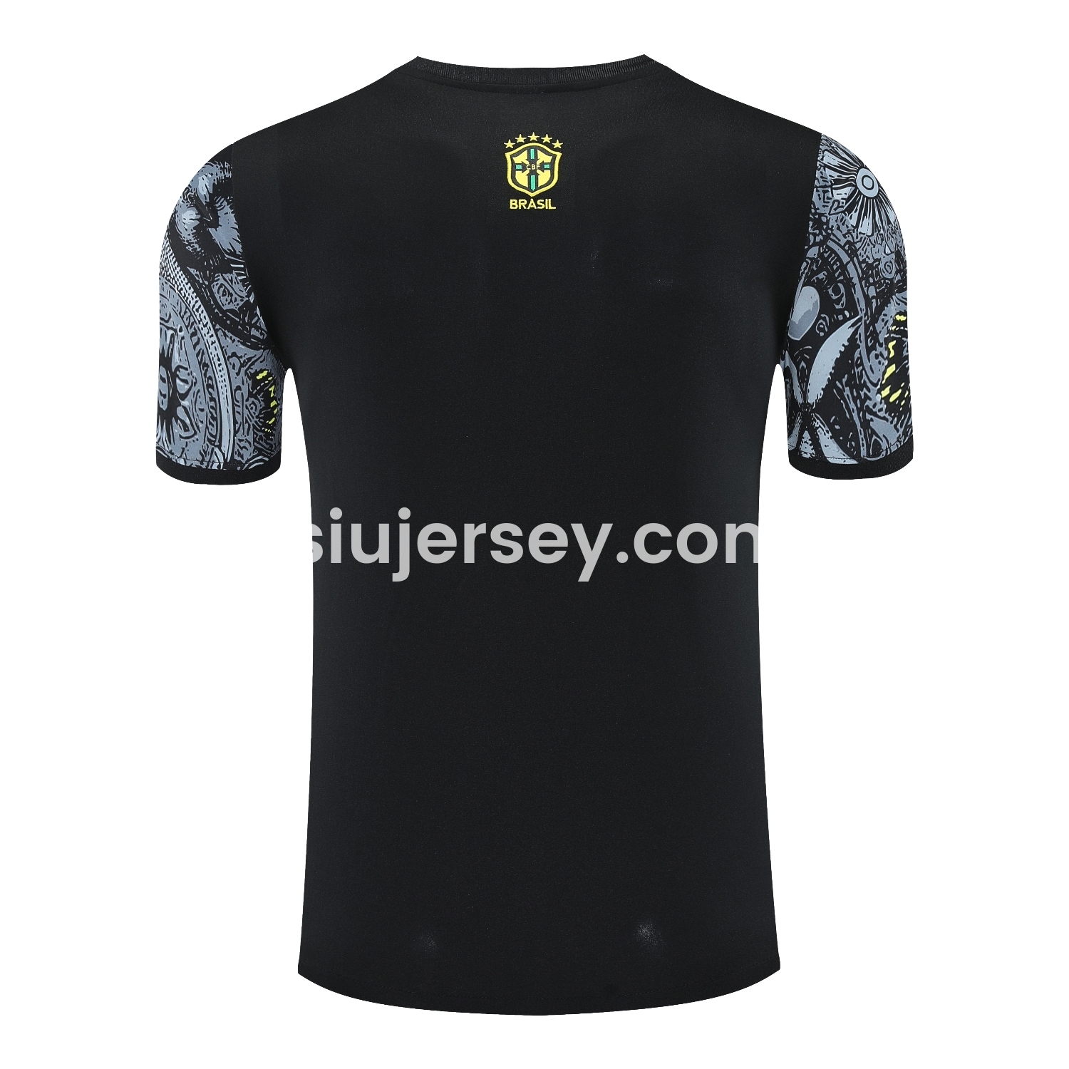 SIUjerseys-Brazil 25-26 Gray Jesus Statue Short-Sleeve Training Set - Gray Top & Black Shorts