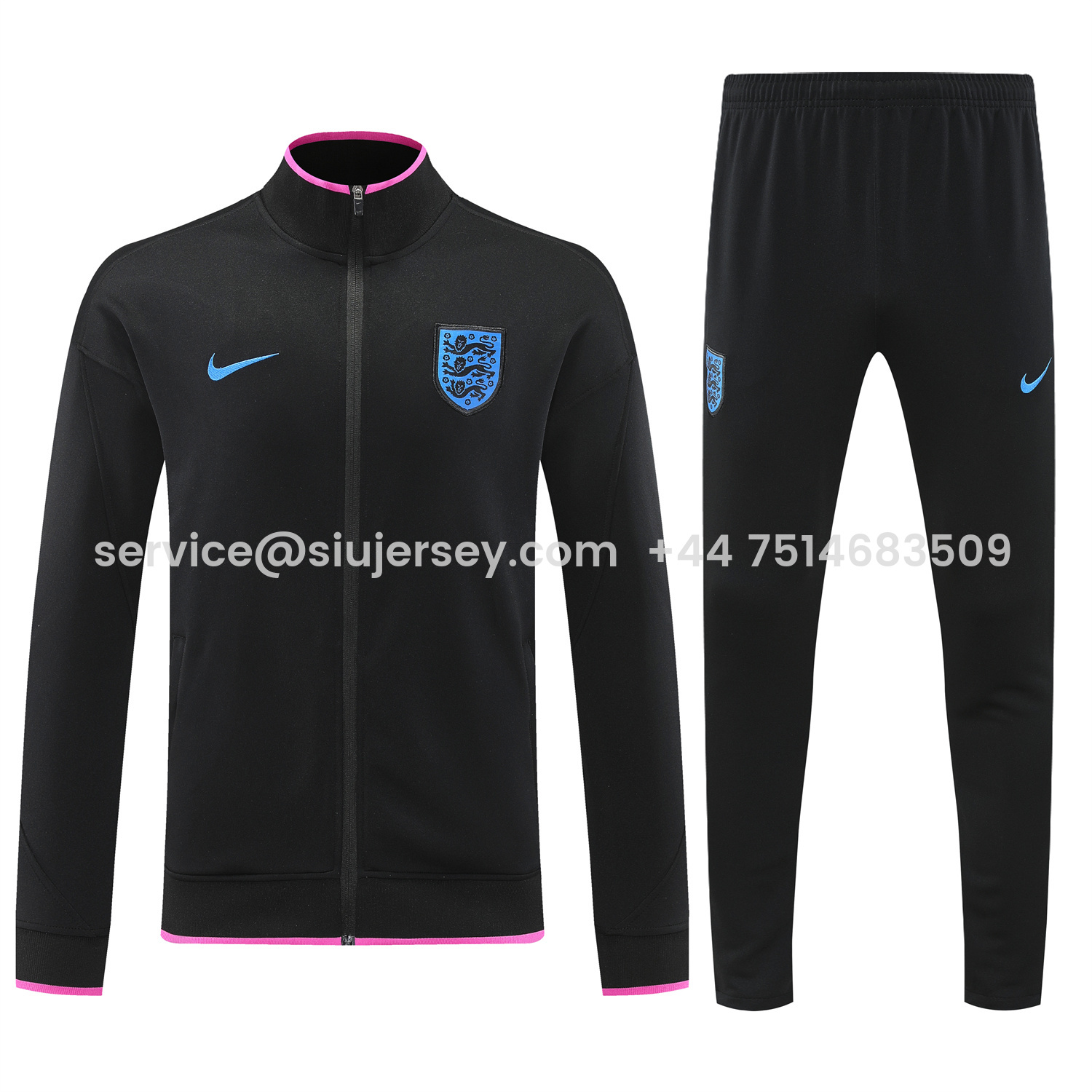 SIUjerseys-England 2026 Jacket Training Tracksuit - Black Top and Black Pants