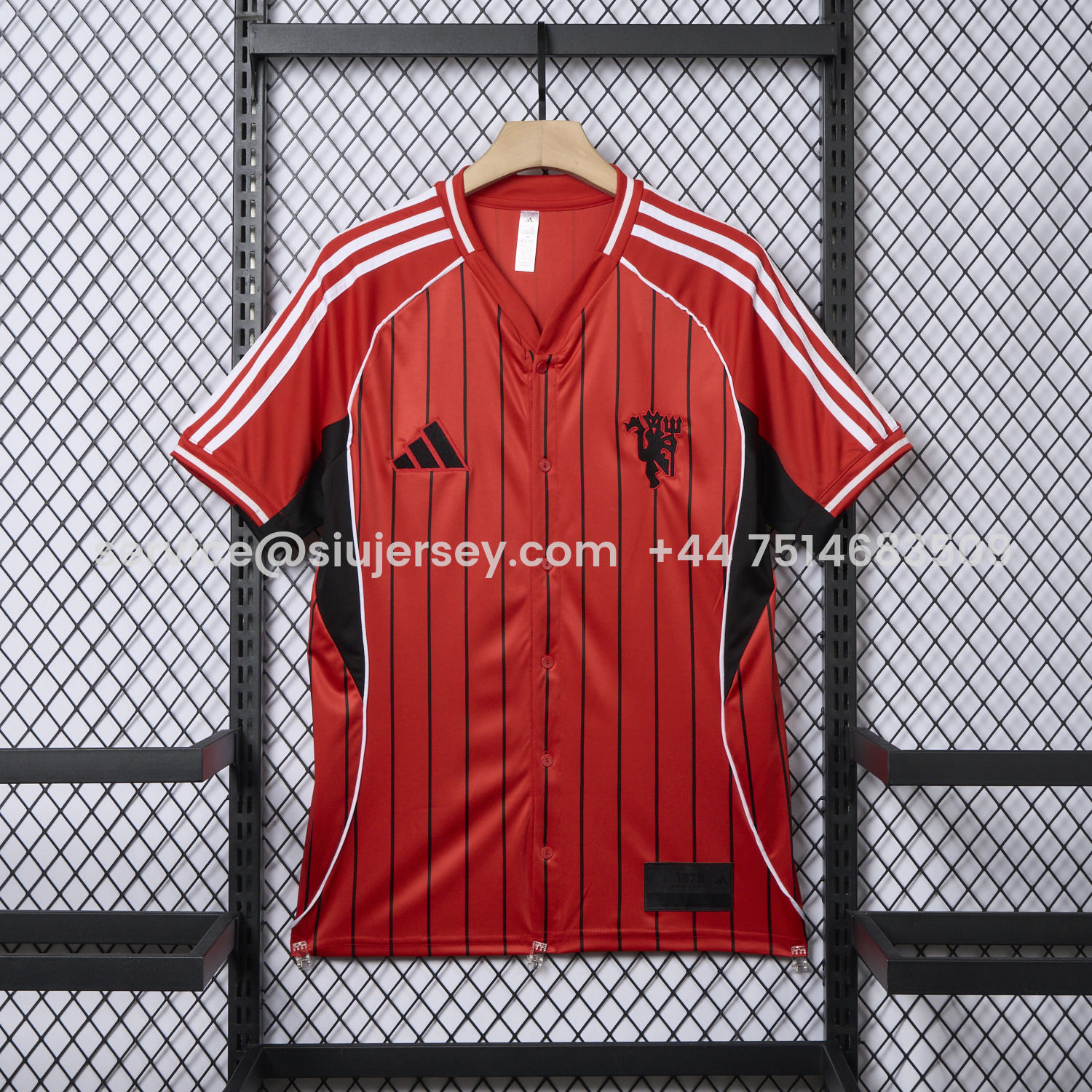 SIUjerseys-Manchester United 25-26 Red Baseball Jersey with Black Stripes