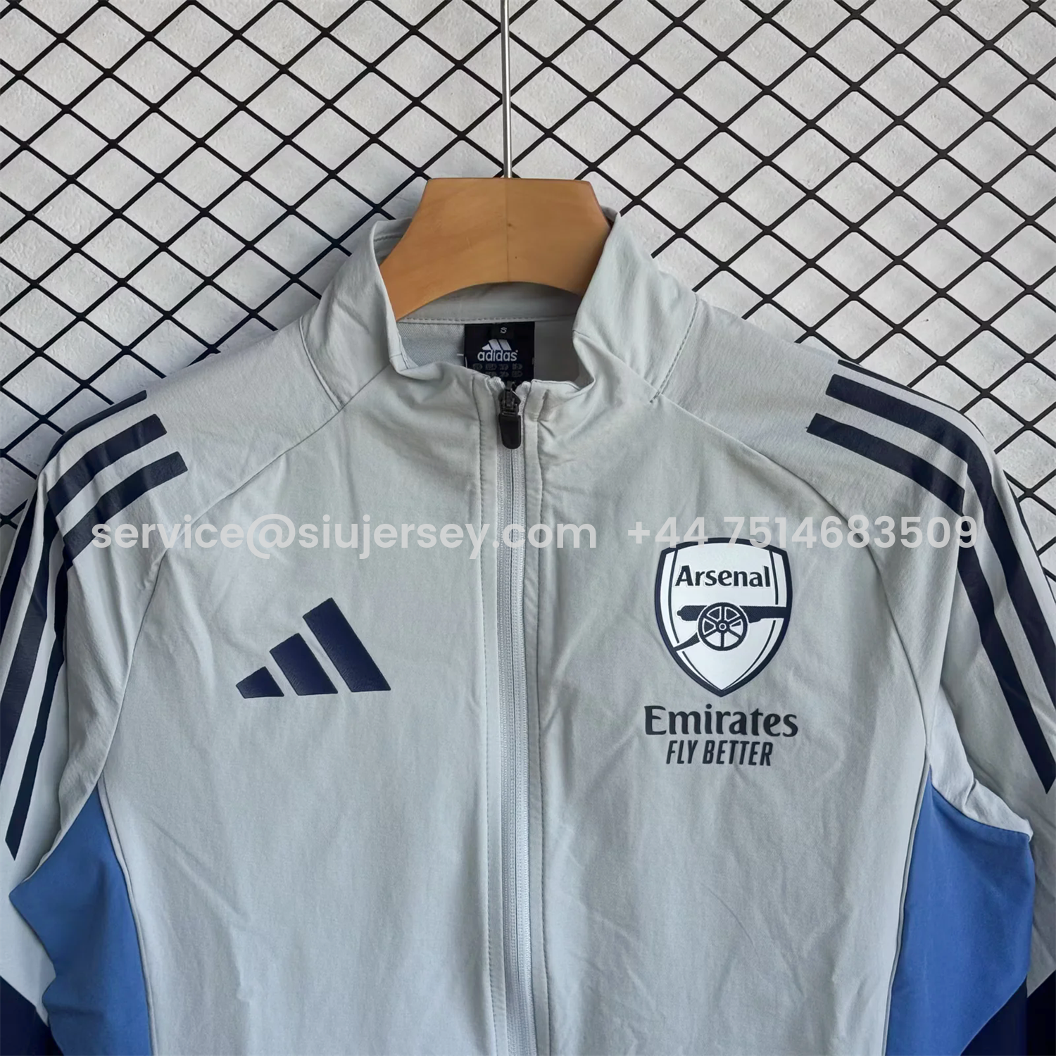 SIUjerseys-Arsenal 25-26 Windbreaker Training Set - Light Grey Top and Blue Pants