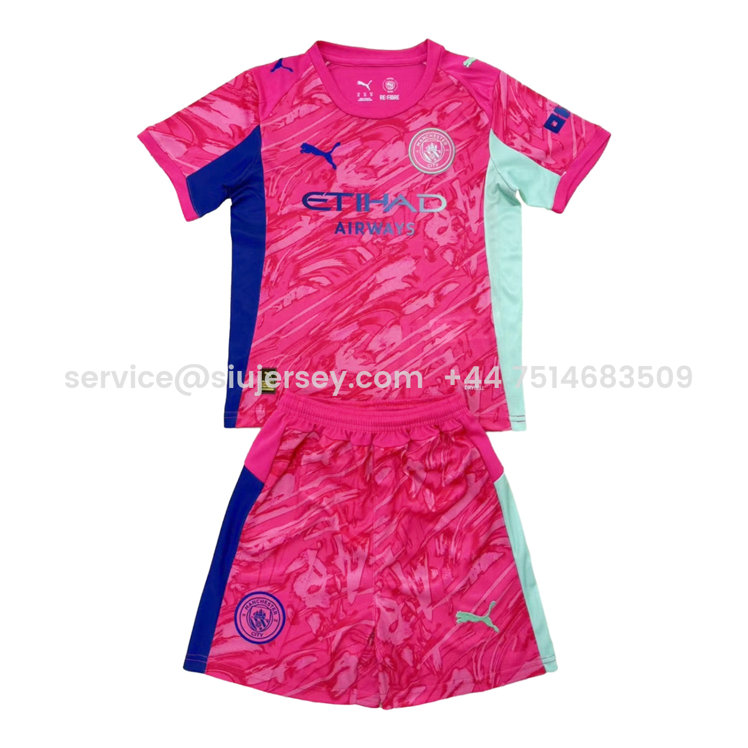 SIUjerseys-Manchester City 25-26 Pink Red Goalkeeper Men's Adult Jersey Set - Fans Version