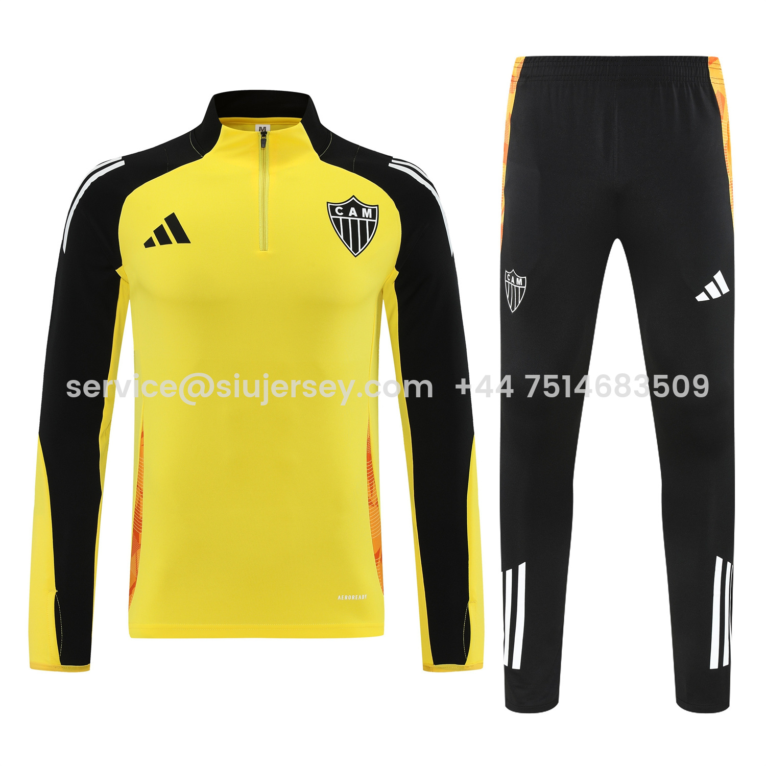 SIUjerseys-Atletico Mineiro 25-26 Long Sleeve Training Set - Yellow Top & Black Pants