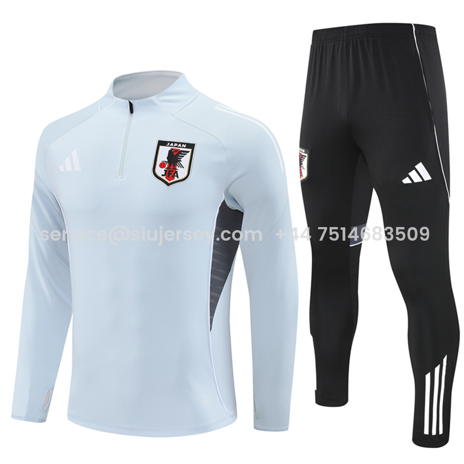 SIUjerseys-Japan 25-26 Long Sleeve Training Set - Light Grey Top and Black Pants