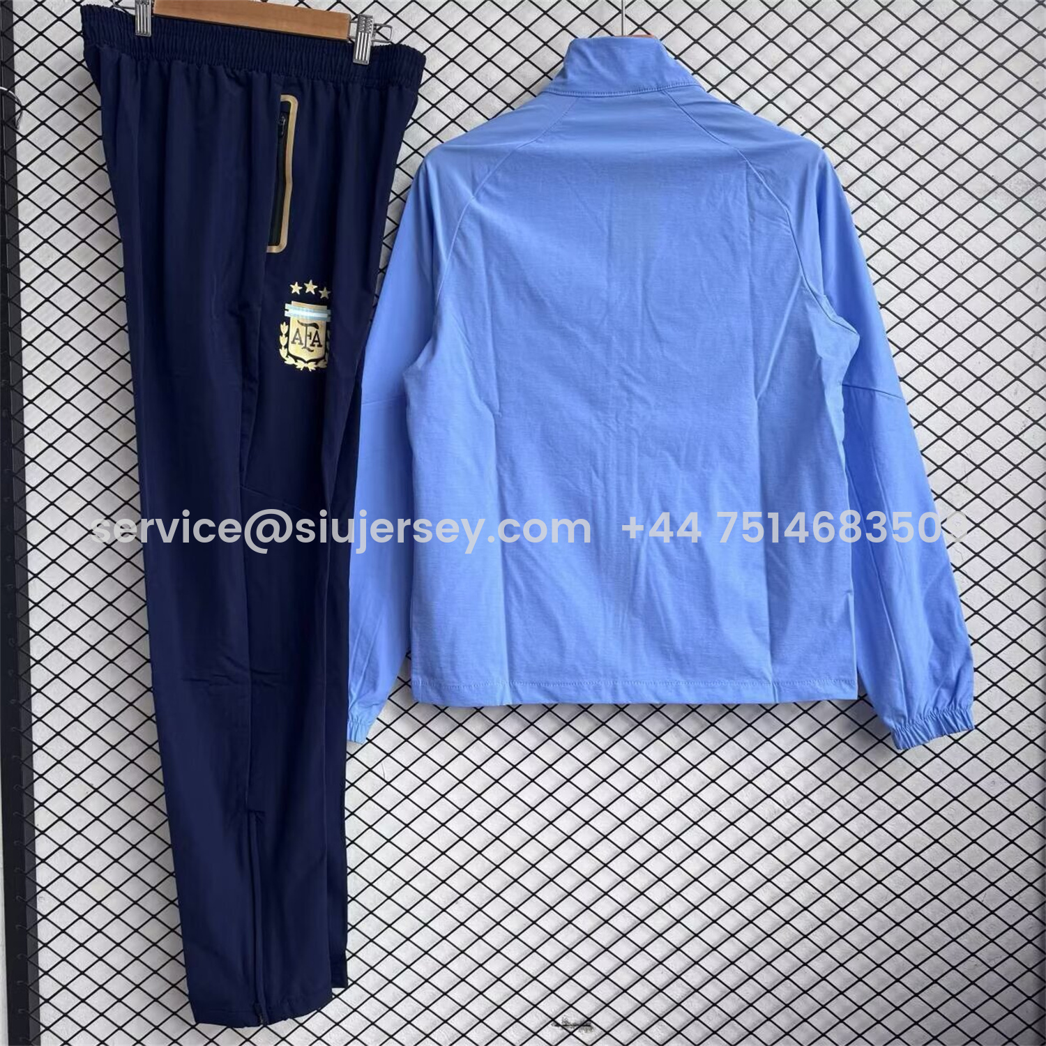 SIUjerseys-Argentina 2026 Windbreaker Training Set - Blue Top and Black Pants
