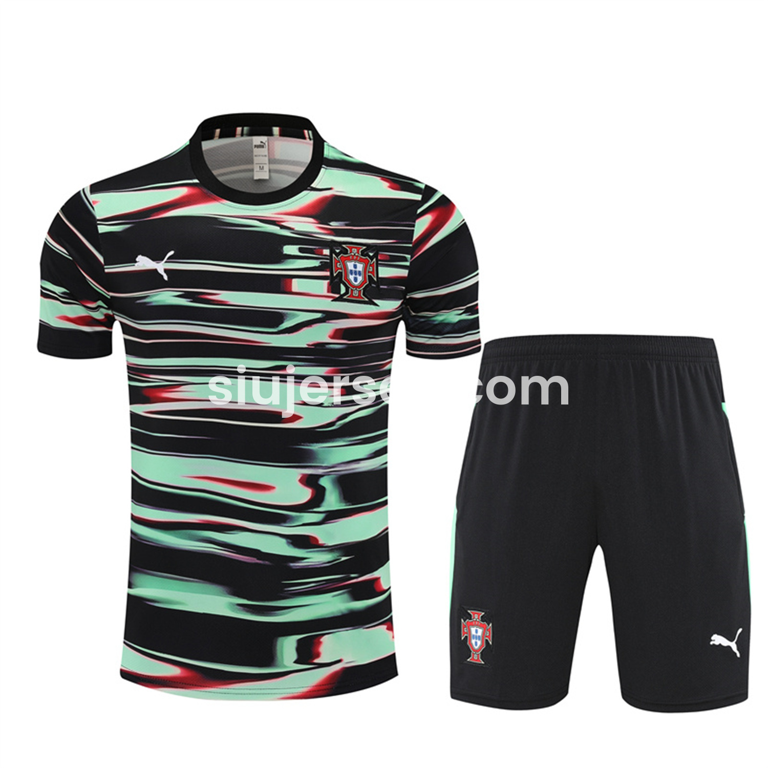SIUjerseys-Portugal 25-26 Short-Sleeve Training Set - Camouflage top & Black Shorts