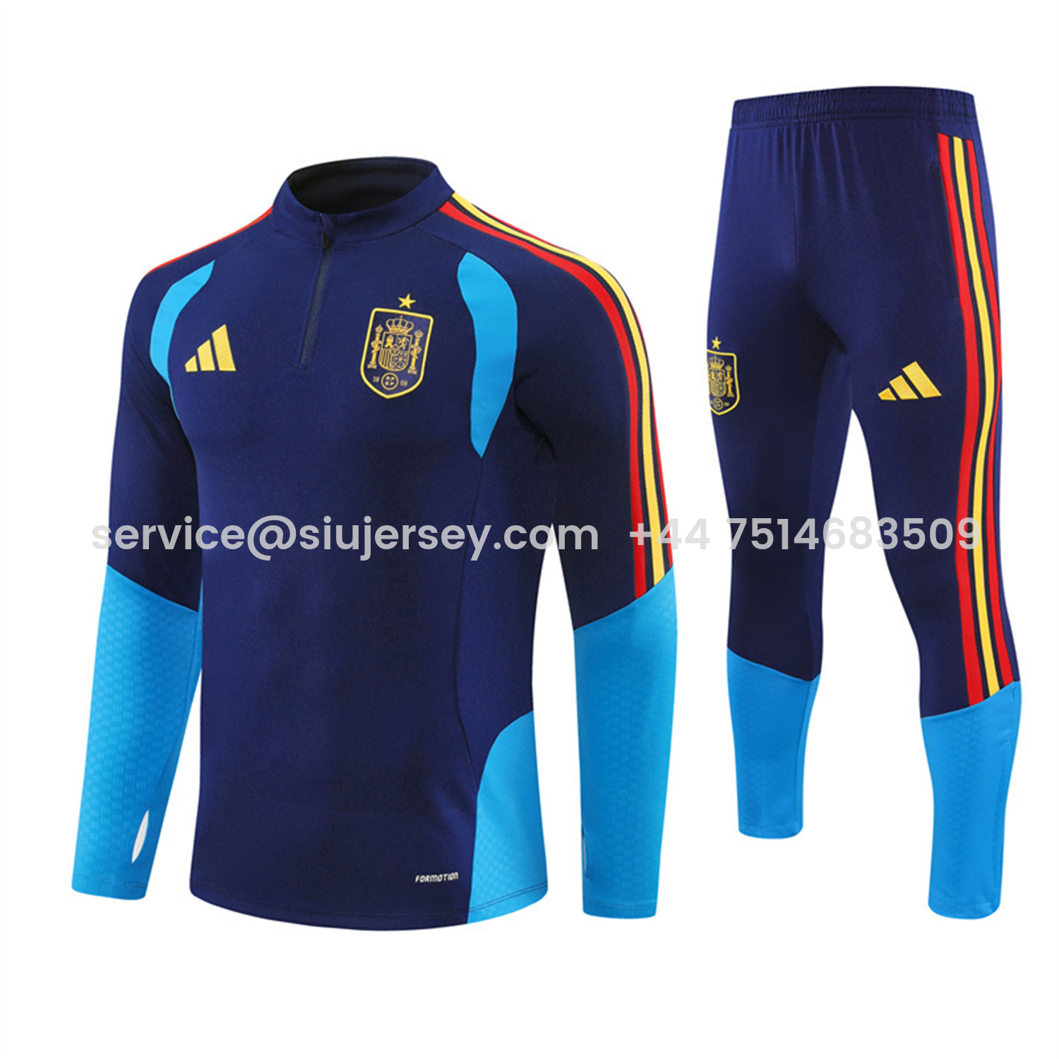 SIUjerseys-Spain 2026 Long Sleeve Training Set - Royal Blue Top & Pants