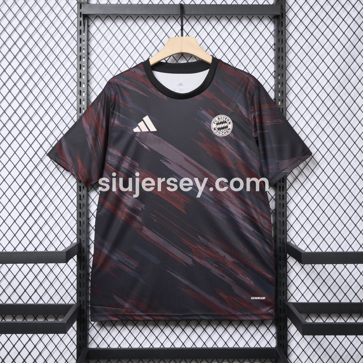 SIUjerseys-Bayern Munich 25-26 Black & Red Stripe Training Jersey - Fans Version
