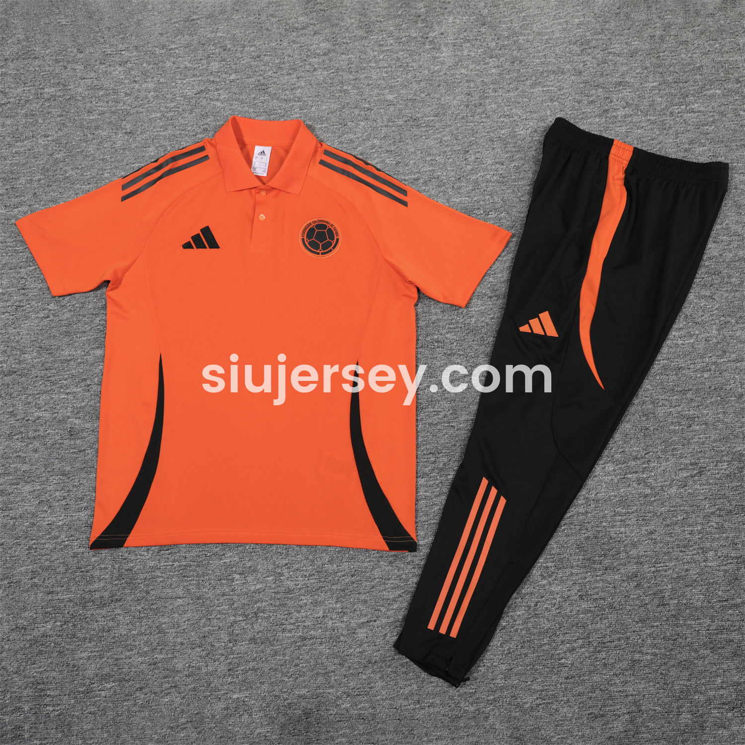 SIUjerseys-Colombia 25-26 POLO Short-Sleeve Training Set - Orange Top and Black Pants