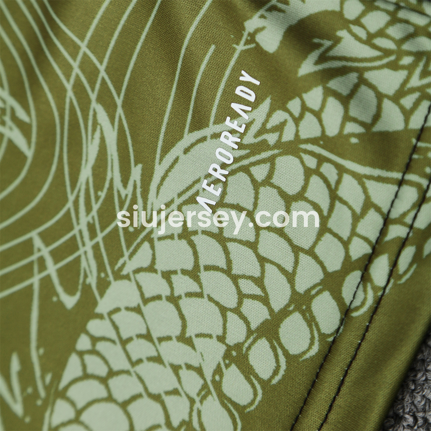 SIUjerseys-Real Madrid 25-26 Short-Sleeve Training Set - Green-Black Dragon Top & Black-White Shorts