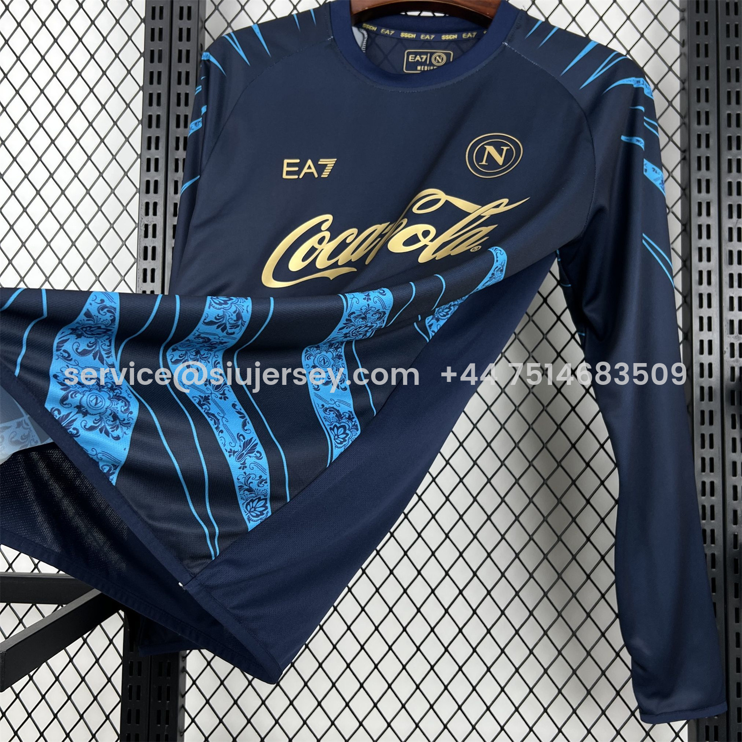SIUjerseys-Napoli 25-26 CocaCola Dark Blue Special Long Sleeves Jersey - Fans Version