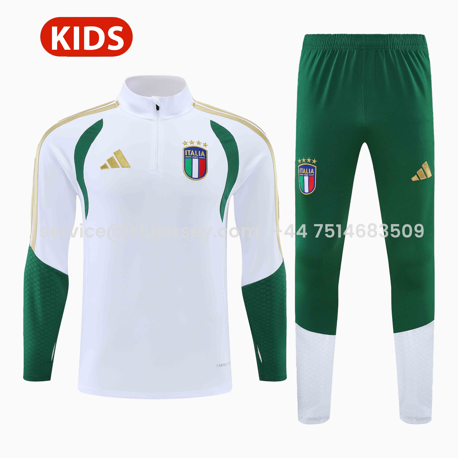 SIUjerseys-Italy 2026 Kids Long Sleeve Training Set - White Top & Pants