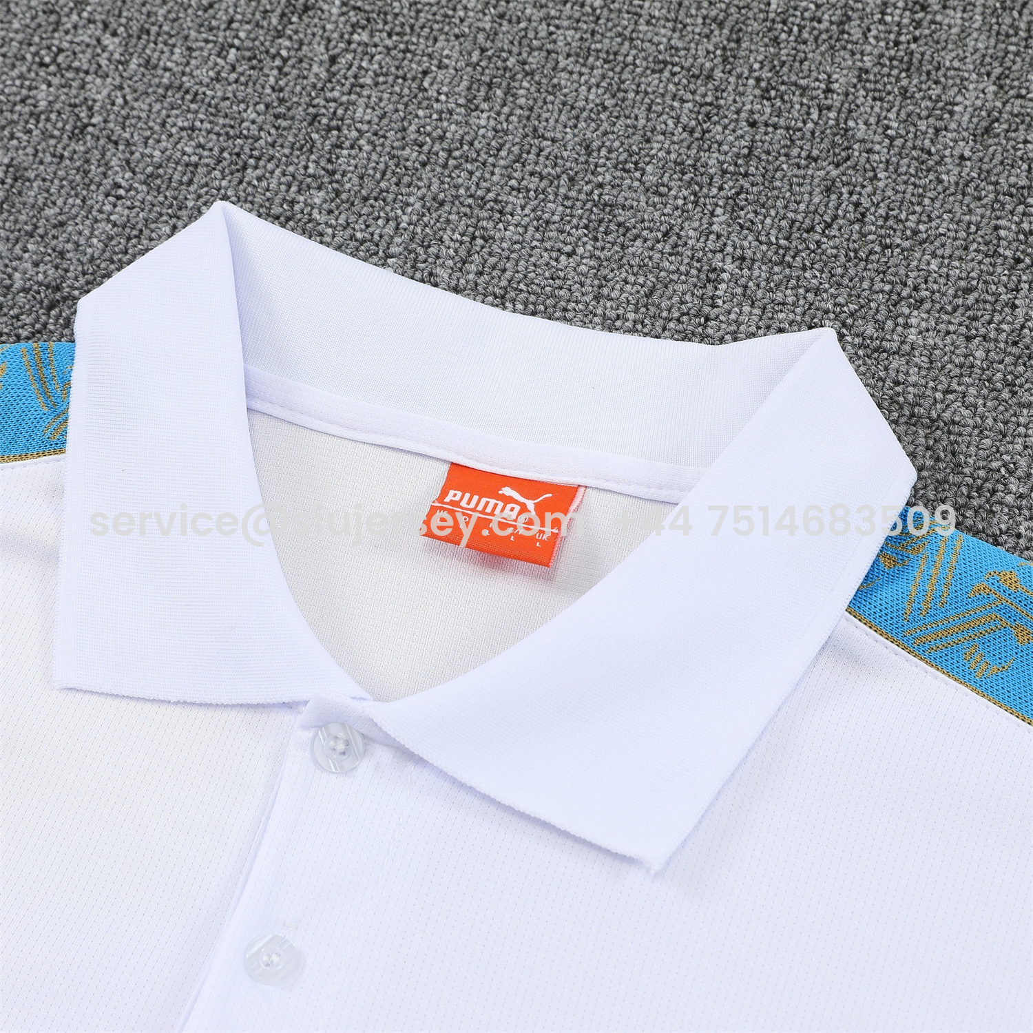 SIUjerseys-Marseille 25-26 POLO Short-Sleeve Training Set - White Top and Dark Blue Pants