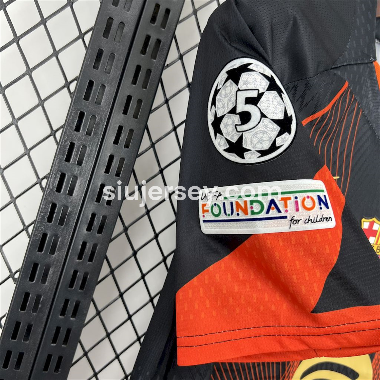 SIUjerseys-Barcelona 25-26 T90 Orange Lines Black Special Jersey - Fans Version