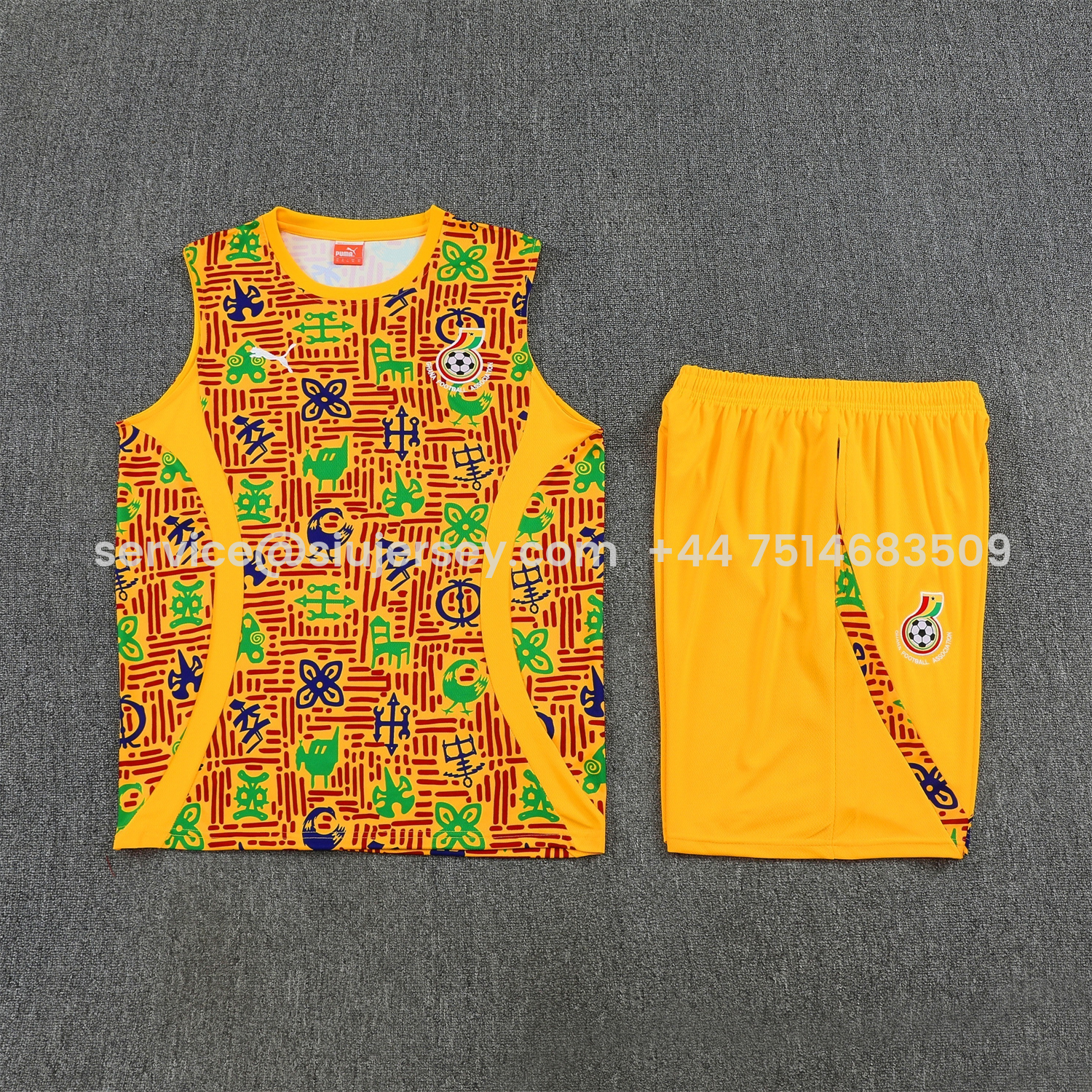 SIUjerseys-Ghana 2026 Vest Training Set - Yellow Vest and Shorts