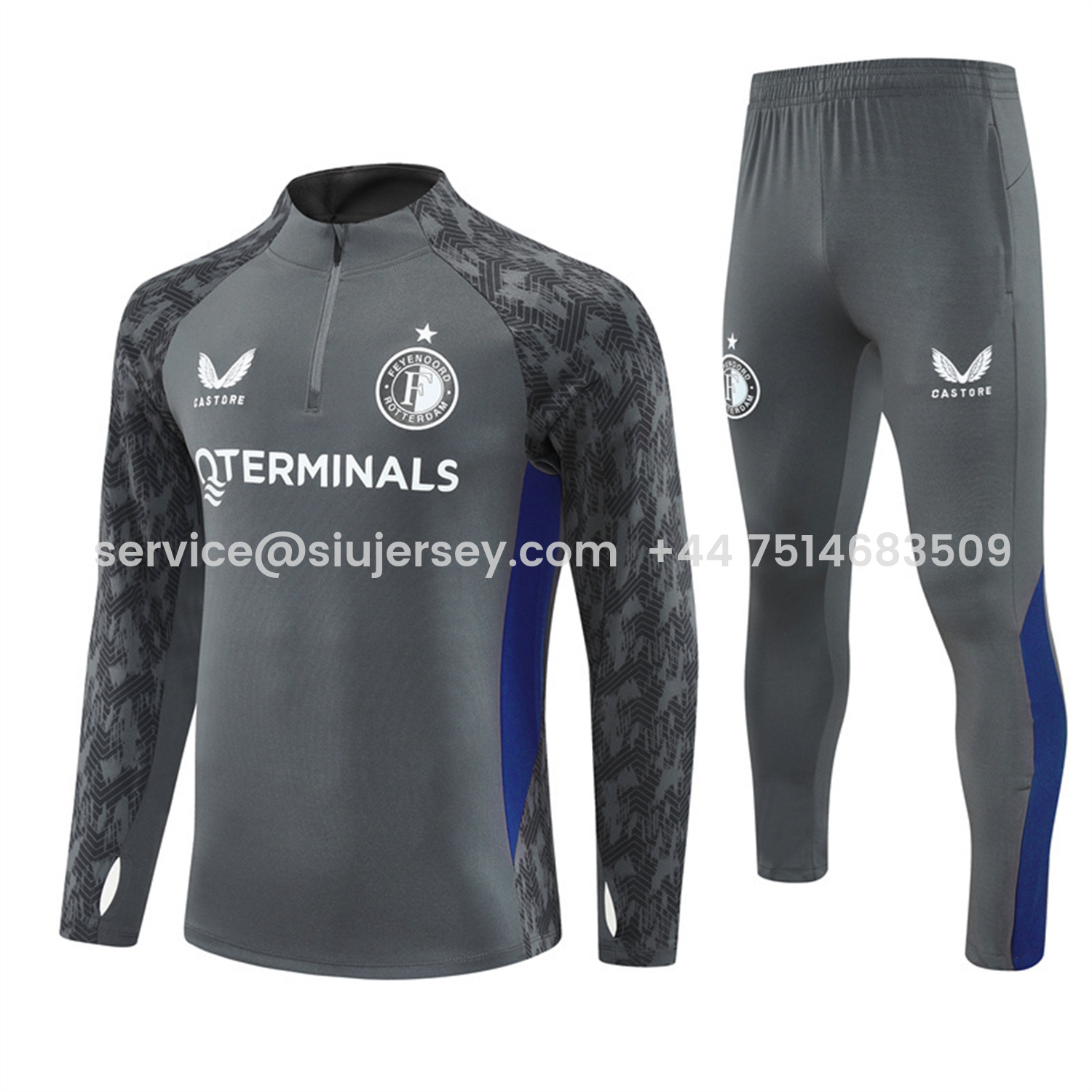 SIUjerseys-Feyenoord 25-26 Long Sleeve Training Set - Dark Gray Top & Dark Gray Pants