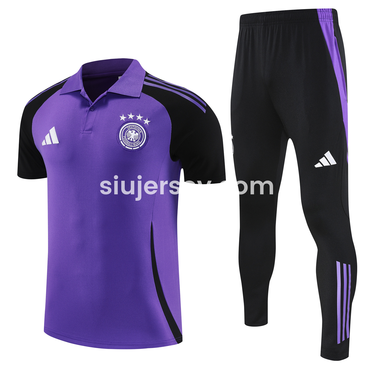 SIUjerseys-Germany 25-26 POLO Short-Sleeve Training Set - Purple Top Black Pants