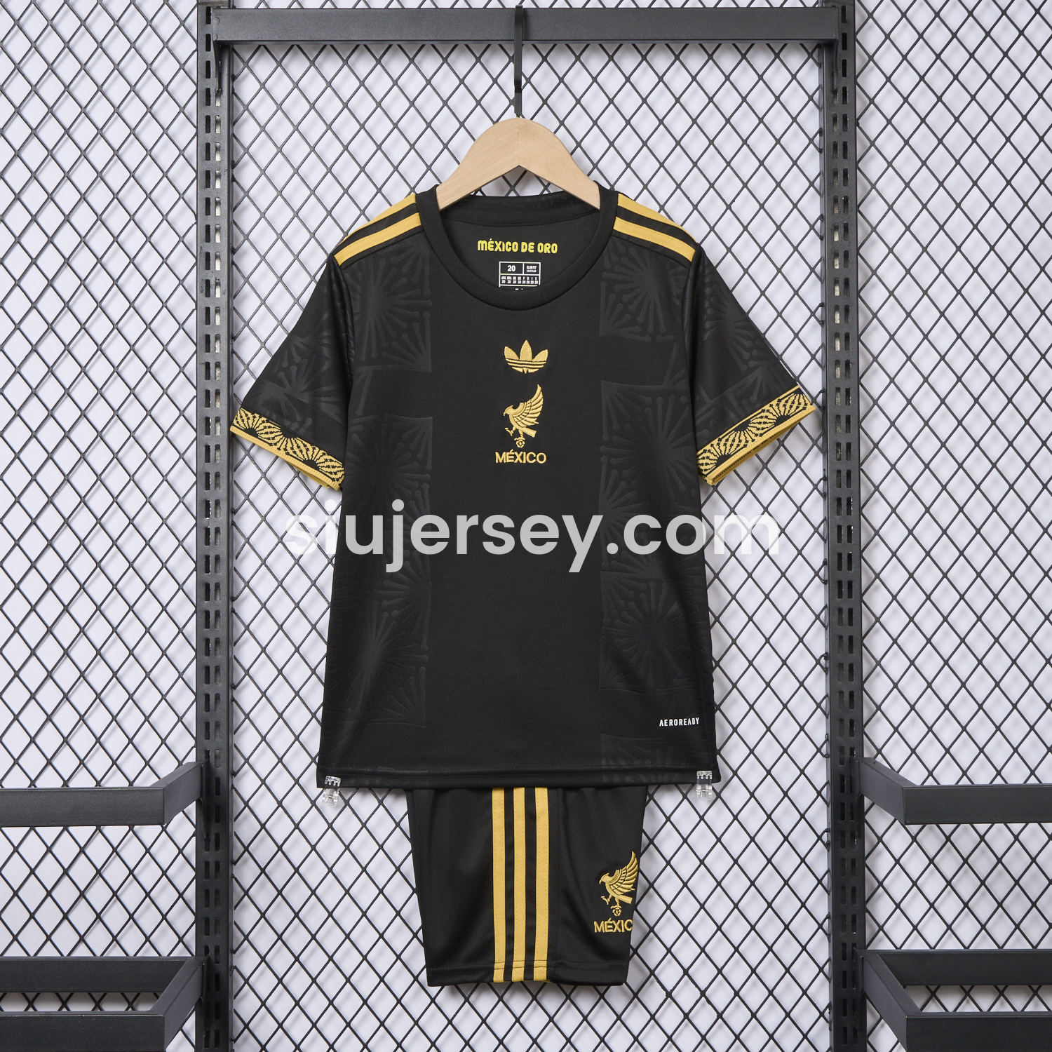SIUjerseys-Mexico 2025 Gold Cup Black Kids Kit