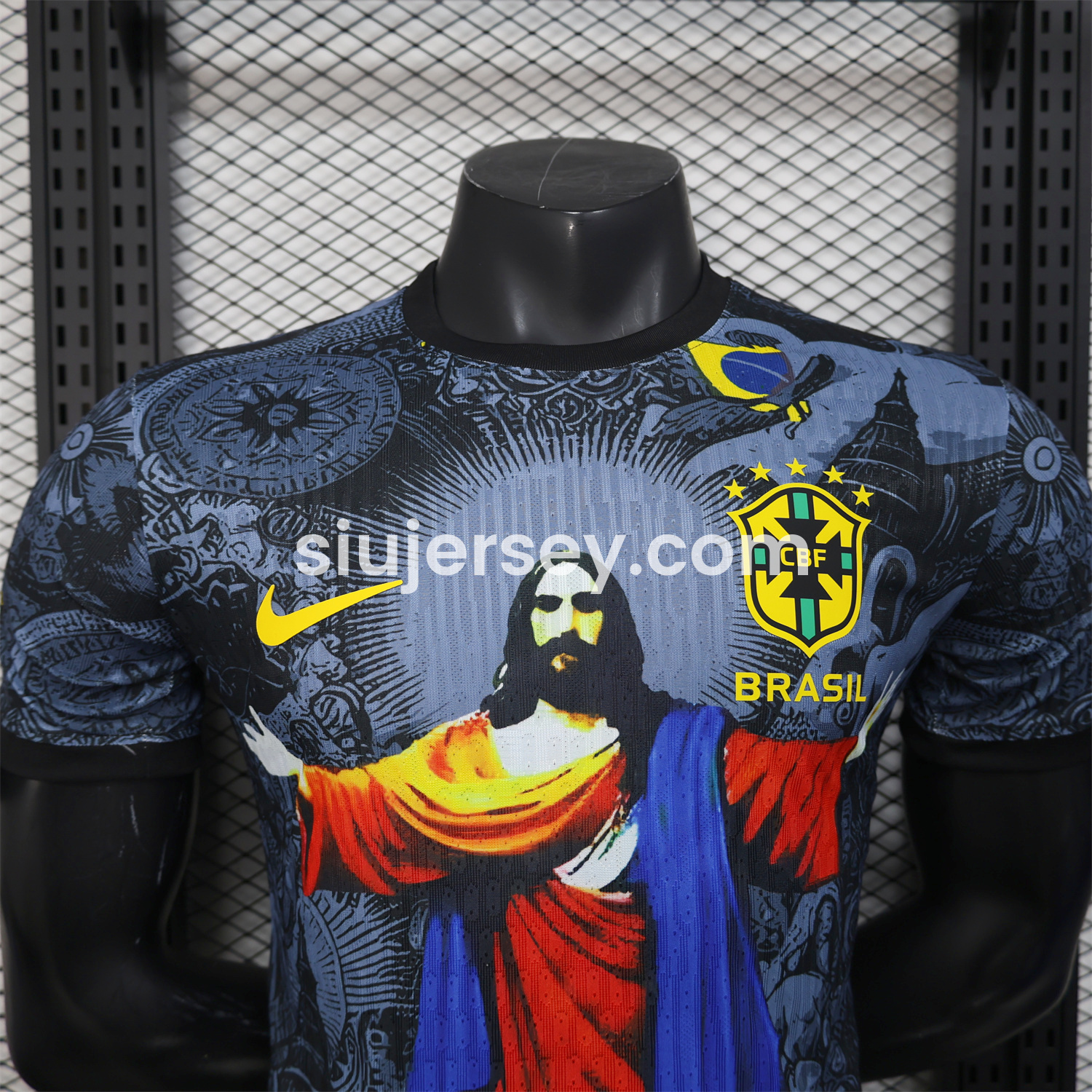 SIUjerseys-Brazil 25-26 Colorful Jesus Statue Special Black Jersey - Player Version