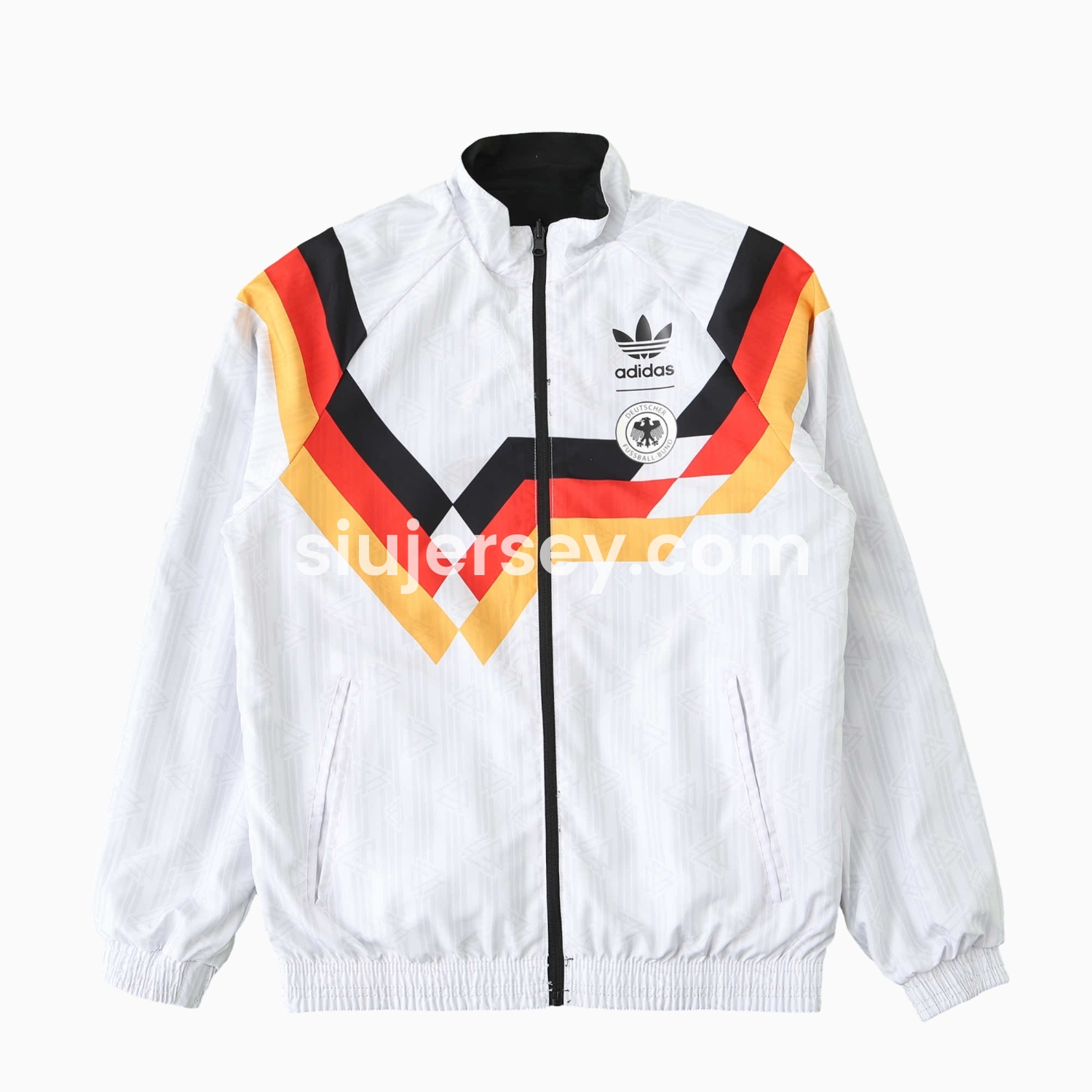SIUjerseys-Retro Germany 1990 Double Sided Reversible Windbreaker - White & Black