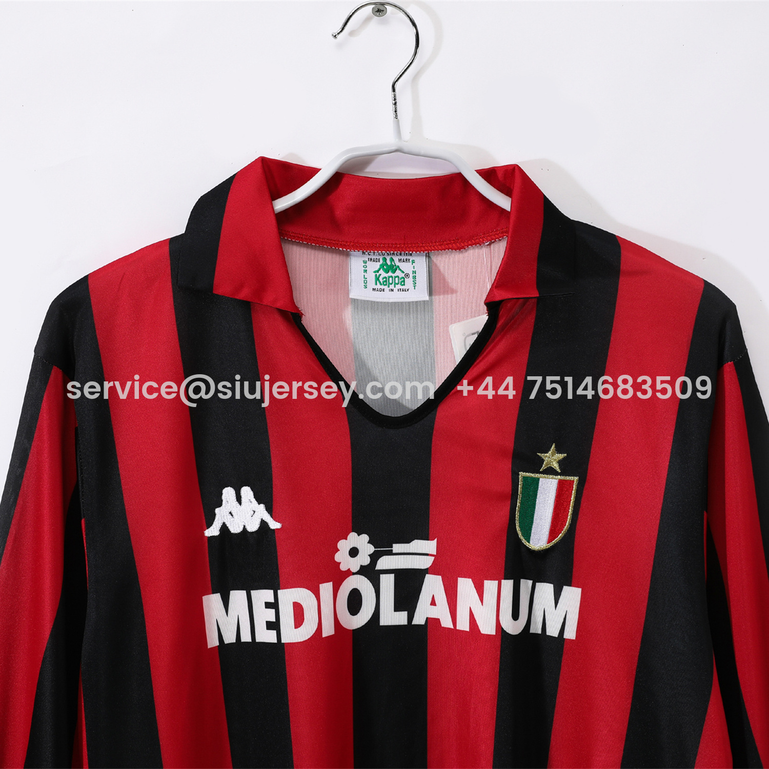 SIUjerseys-Retro AC Milan 1988-89 Home Long Sleeves Jersey